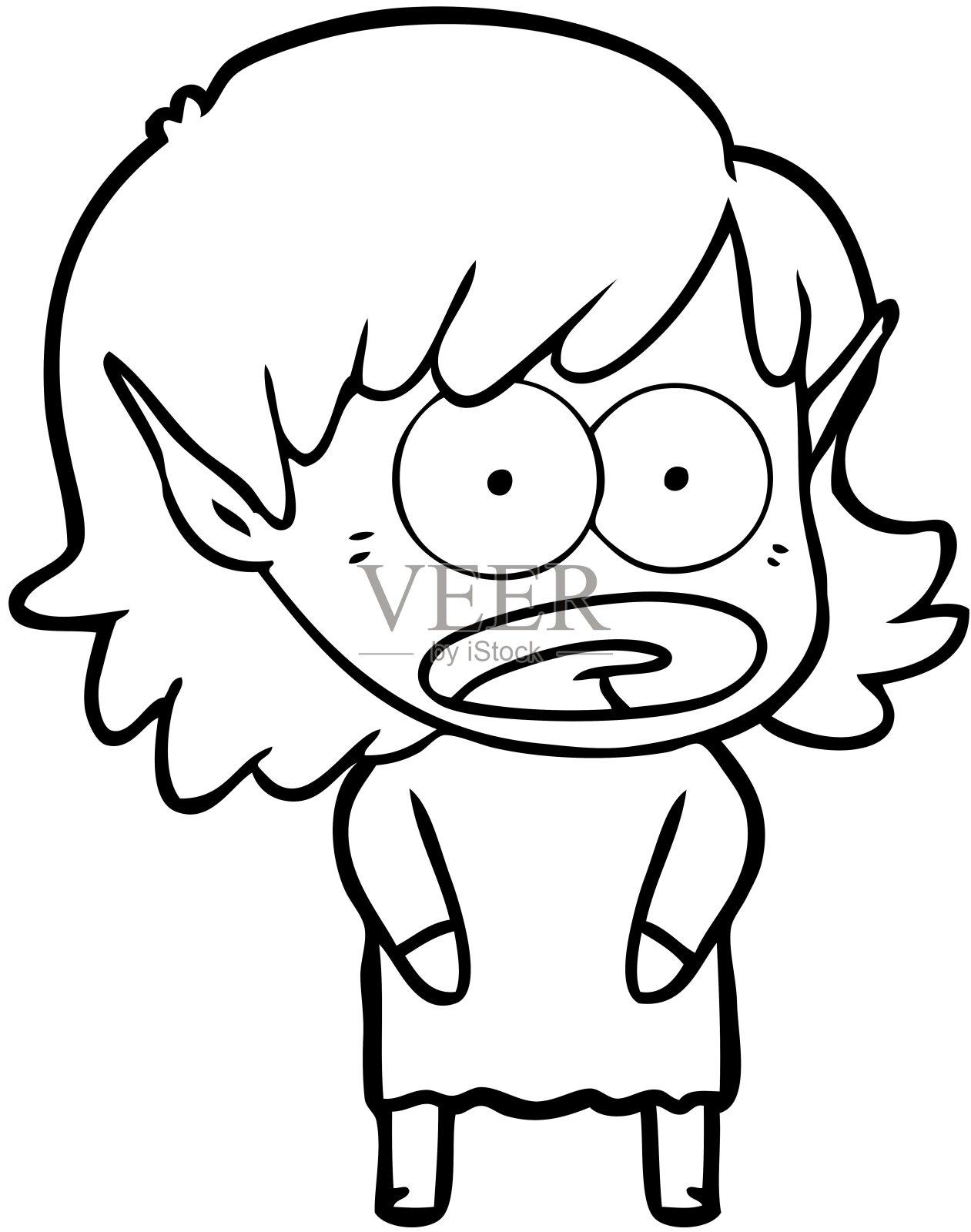 卡通震惊精灵女孩插画图片素材