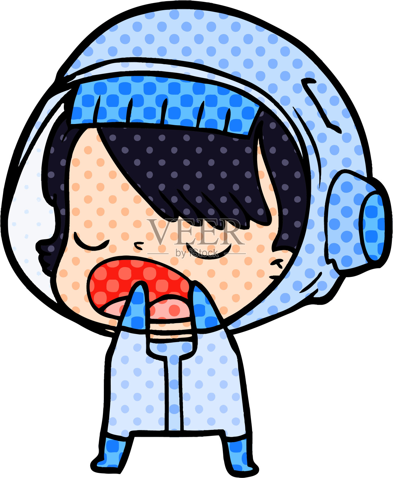 卡通女宇航员解释插画图片素材