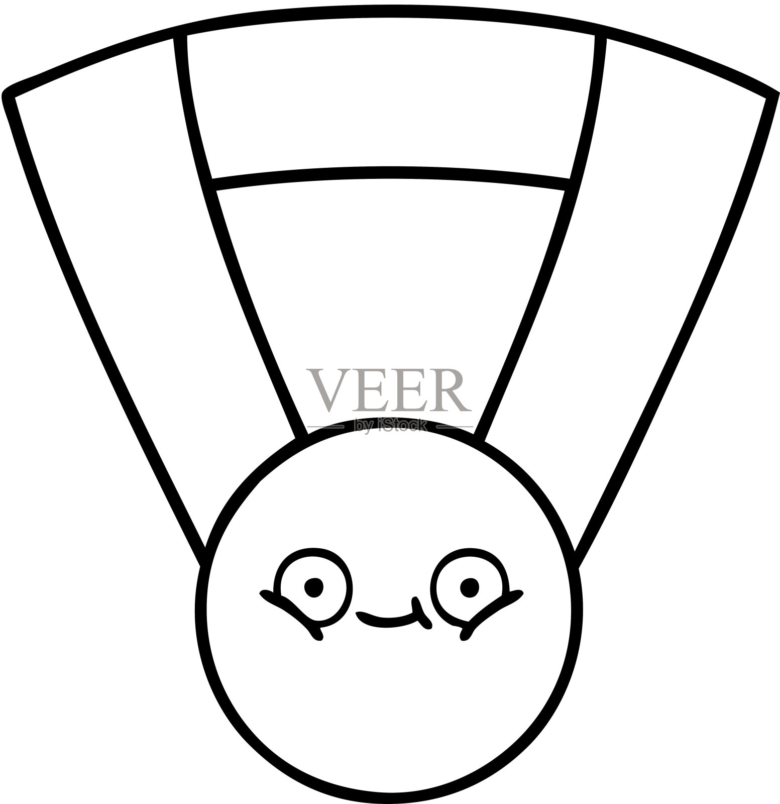 一枚金牌的线条漫画插画图片素材