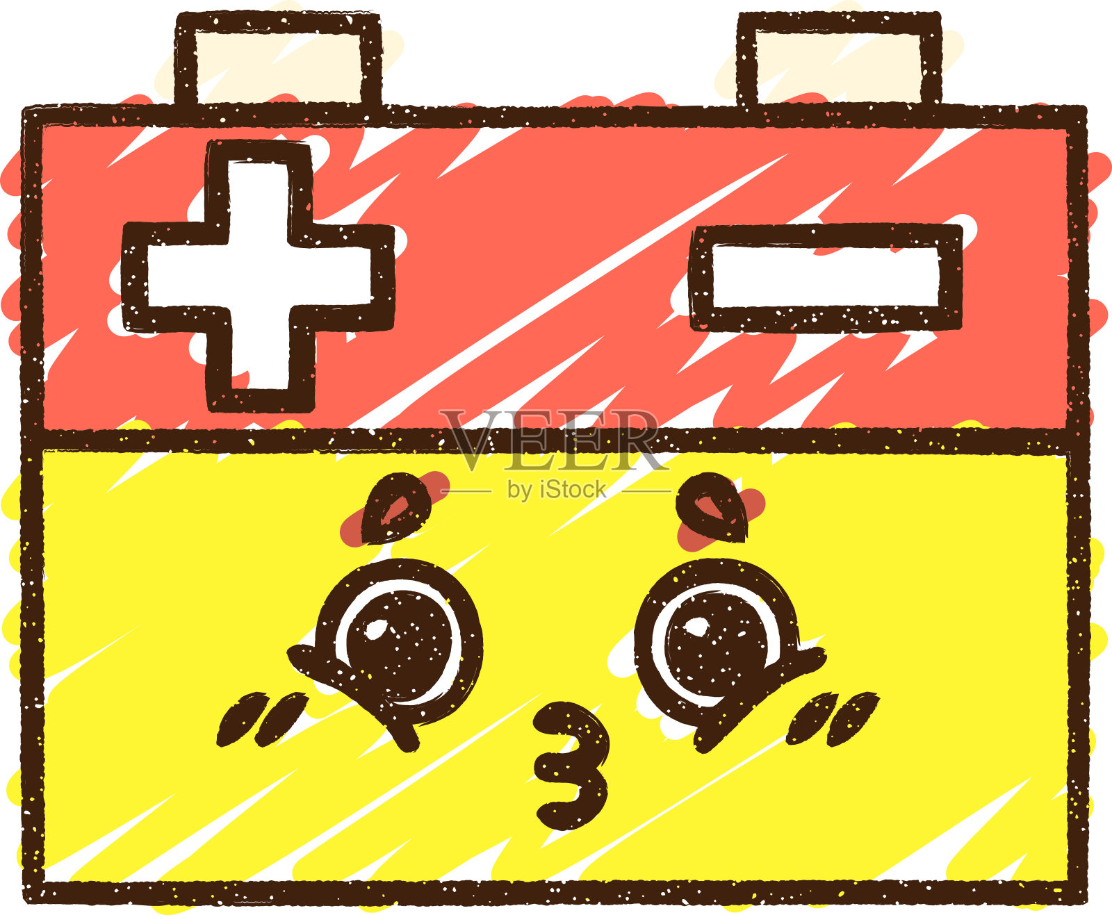 电池粉笔画插画图片素材