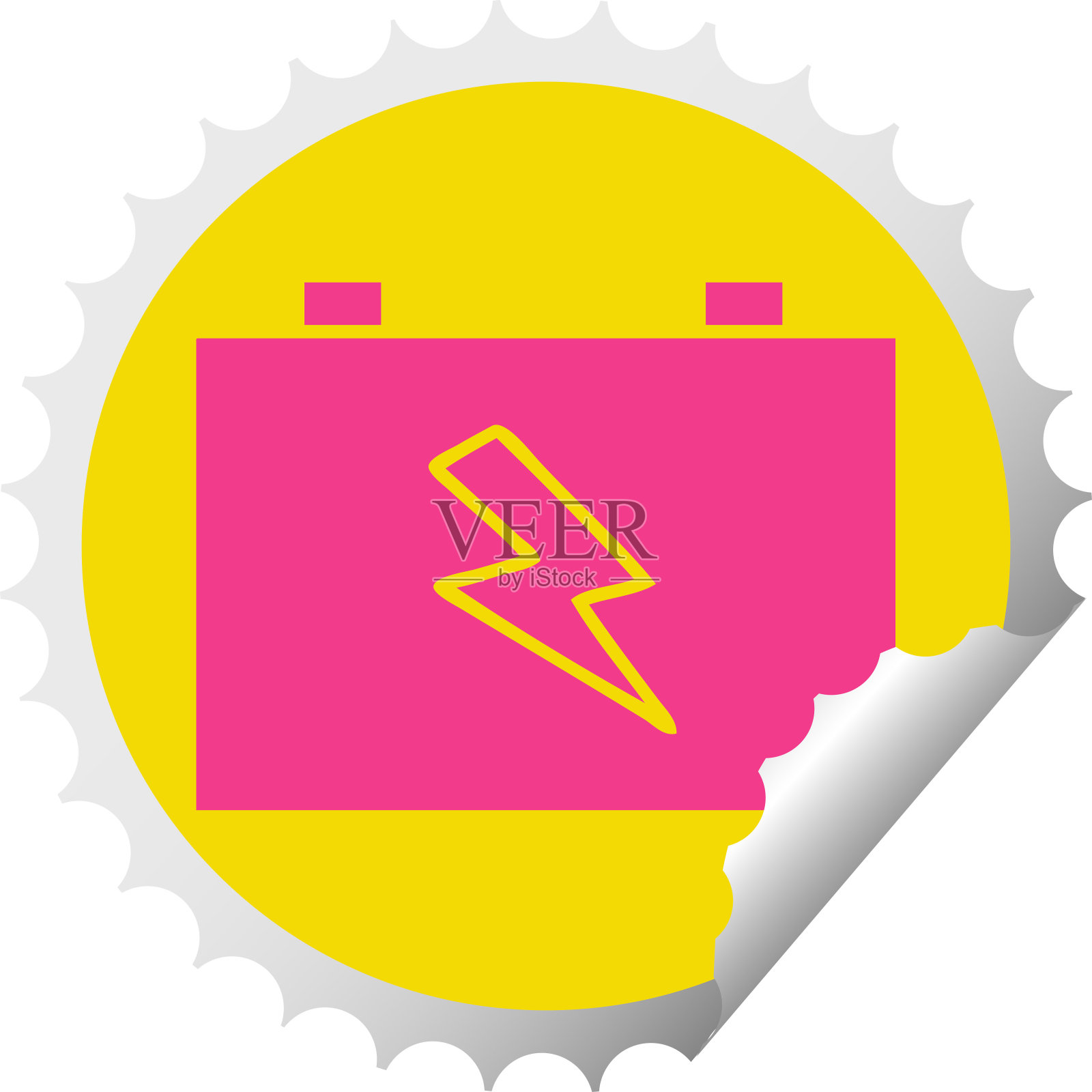 圆形剥落贴纸卡通的汽车电池插画图片素材