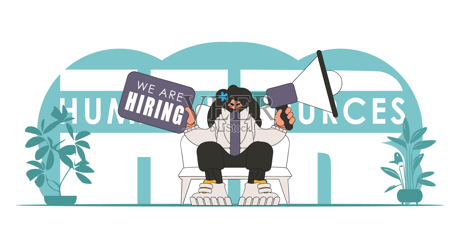 坐在椅子上的商人插画图片素材