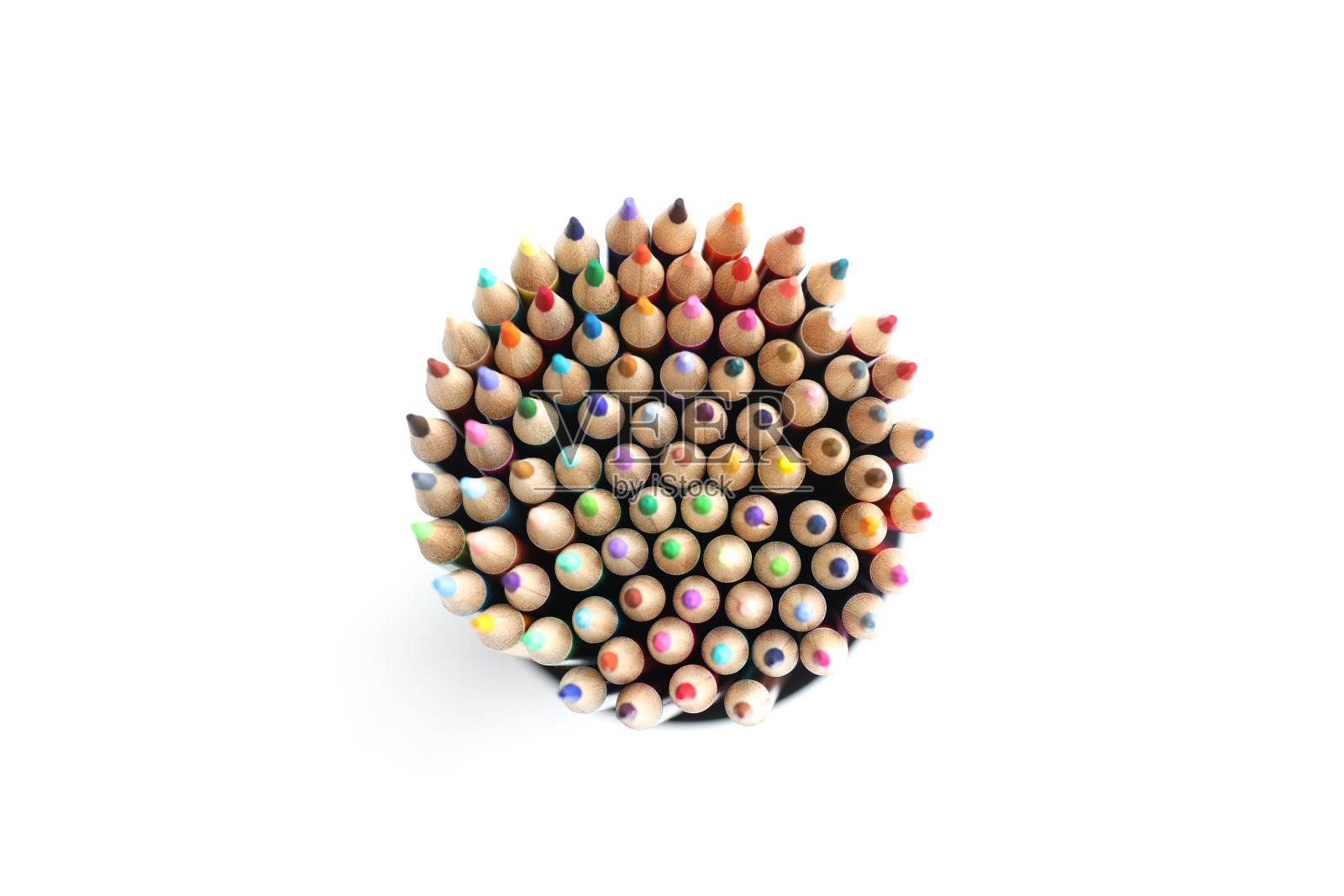 彩色铅笔在白色背景上画圈照片摄影图片