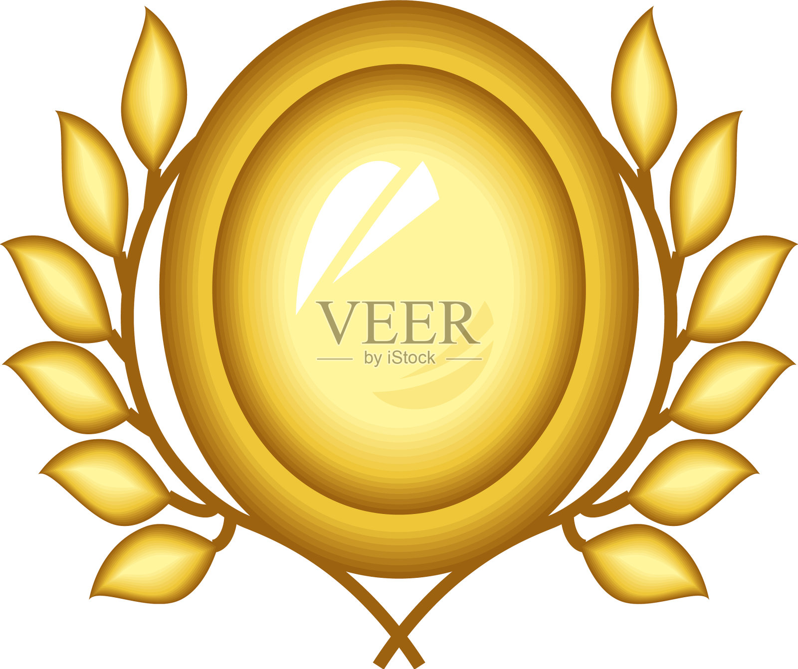 带桂冠的金徽章设计元素图片