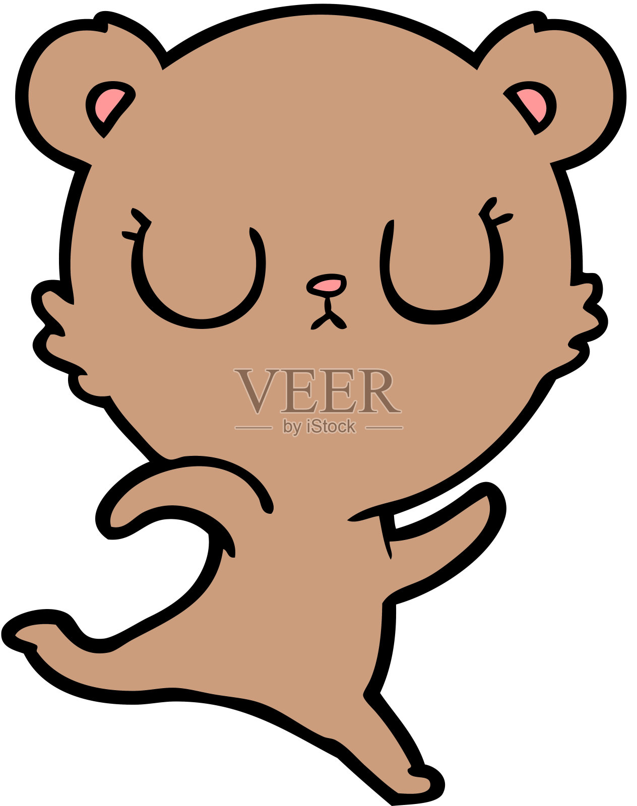 和平的卡通熊奔跑插画图片素材