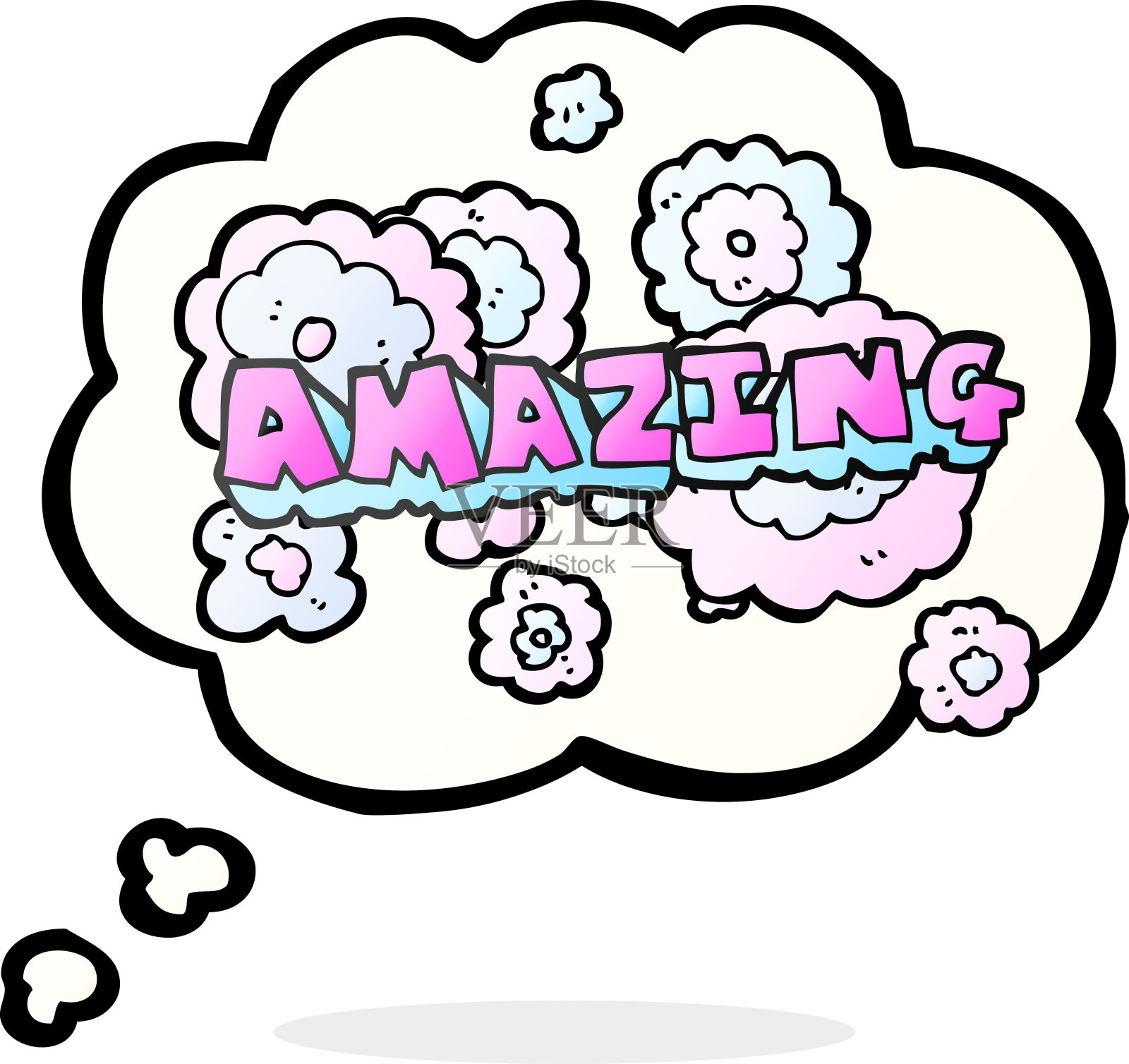 徒手画的思想泡泡卡通惊人的字插画图片素材