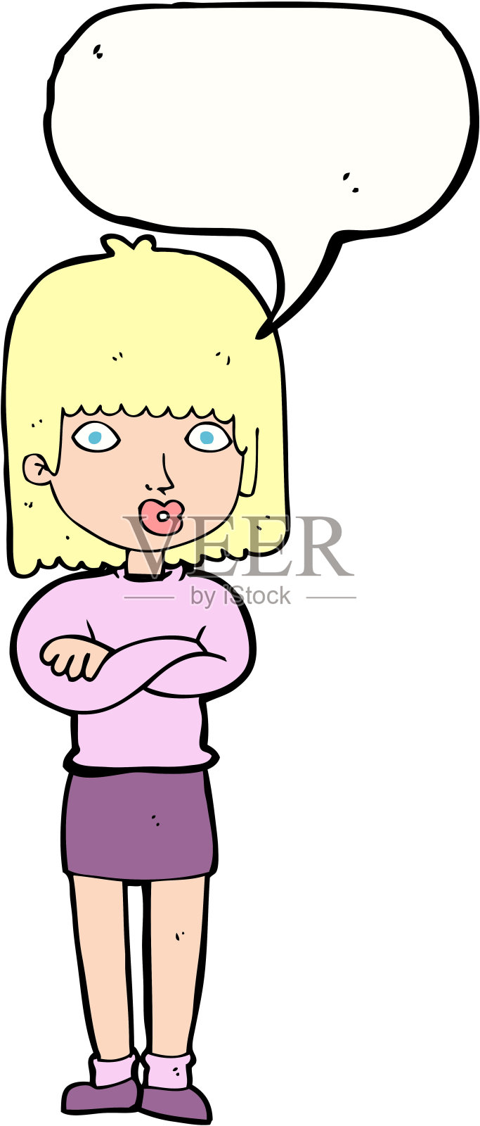 卡通里不耐烦的女人说话冒泡插画图片素材