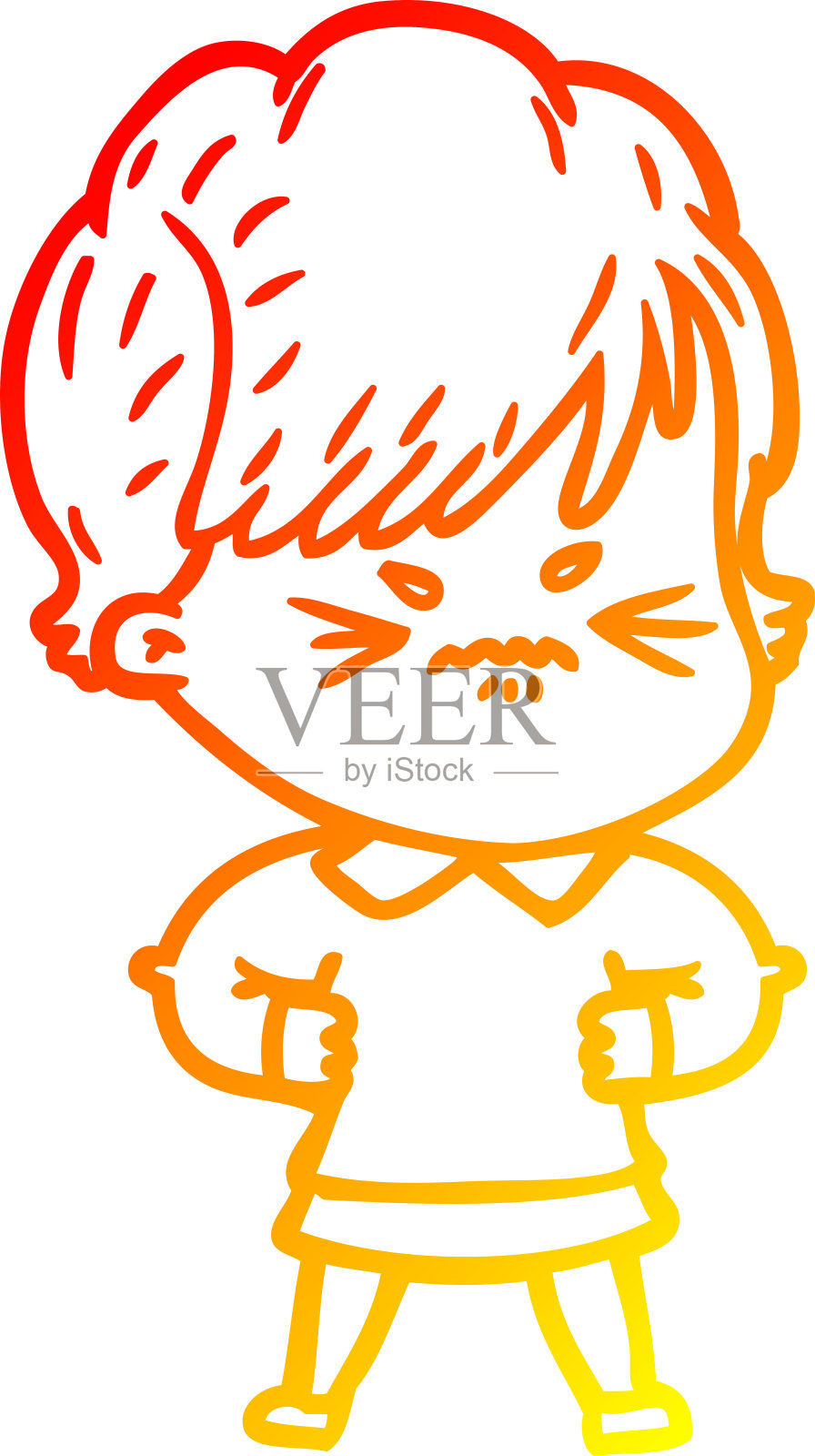 温暖的梯度线画一个卡通沮丧的女人插画图片素材