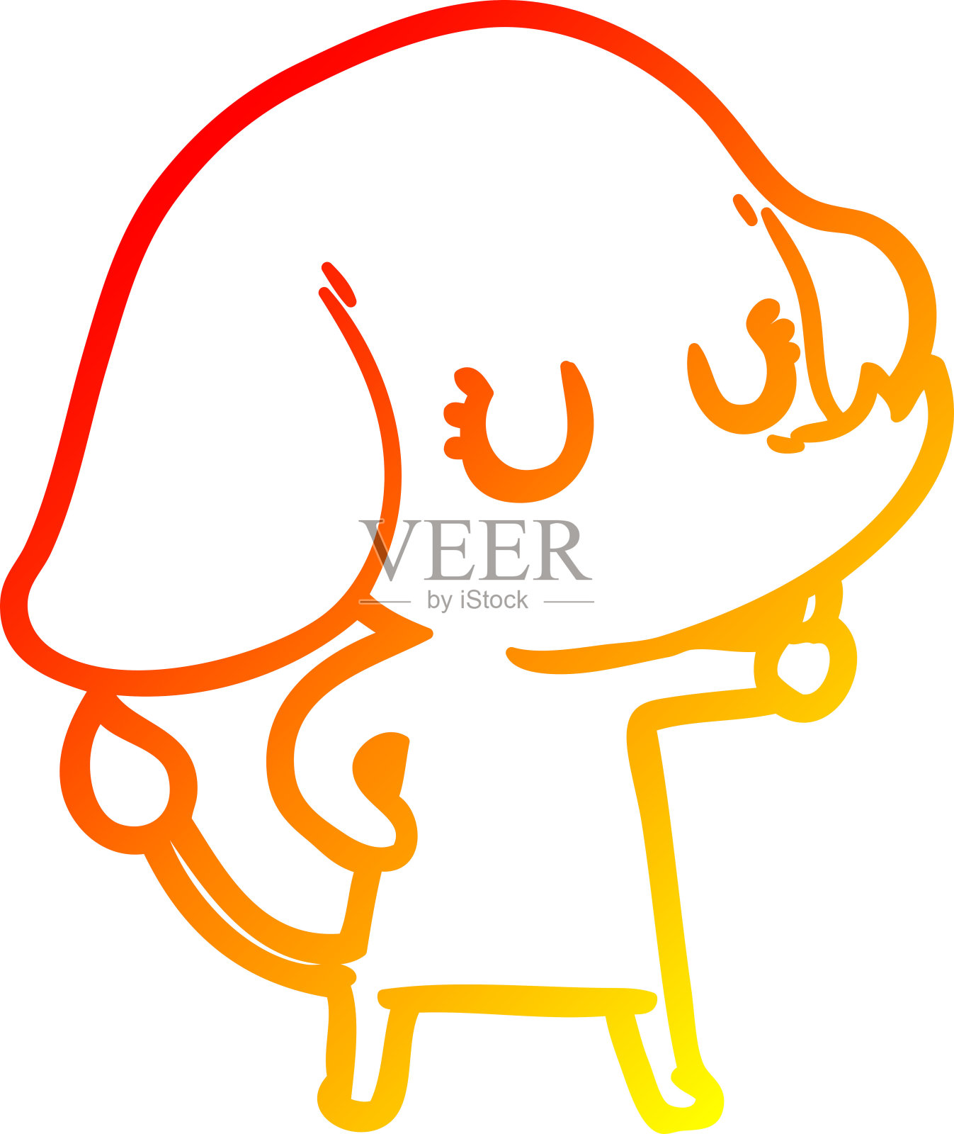 温暖的梯度线绘制一个可爱的卡通大象插画图片素材