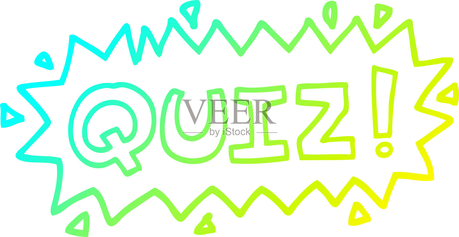 冷梯度线绘制的卡通小测验符号插画图片素材