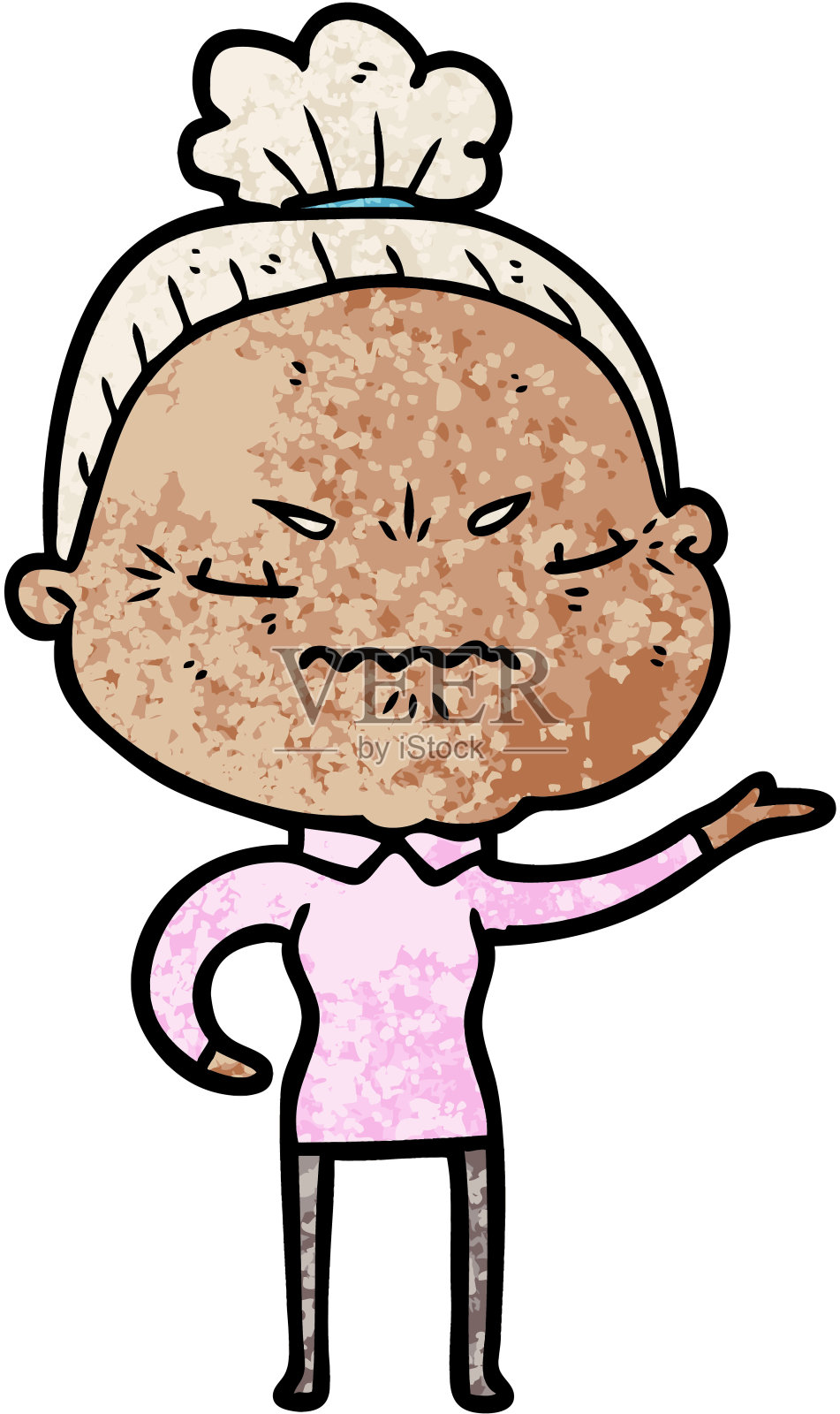 卡通烦老太太插画图片素材