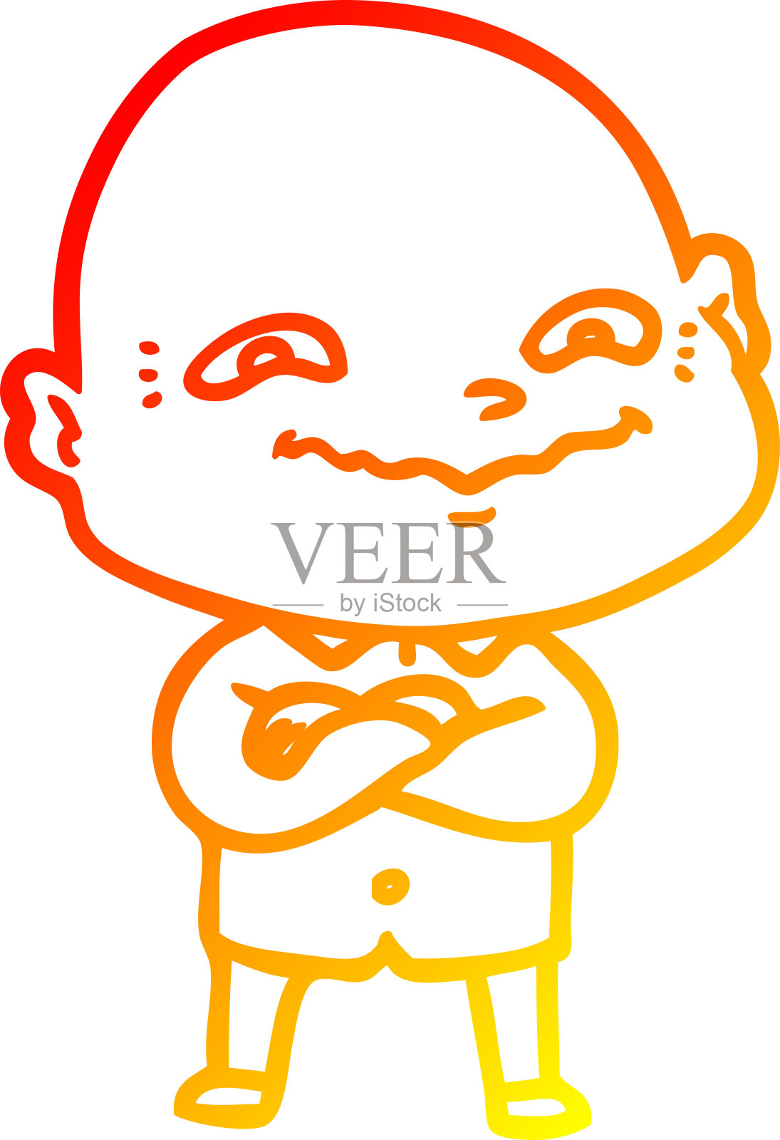 温暖的梯度线绘制一个卡通毛骨悚然的家伙插画图片素材