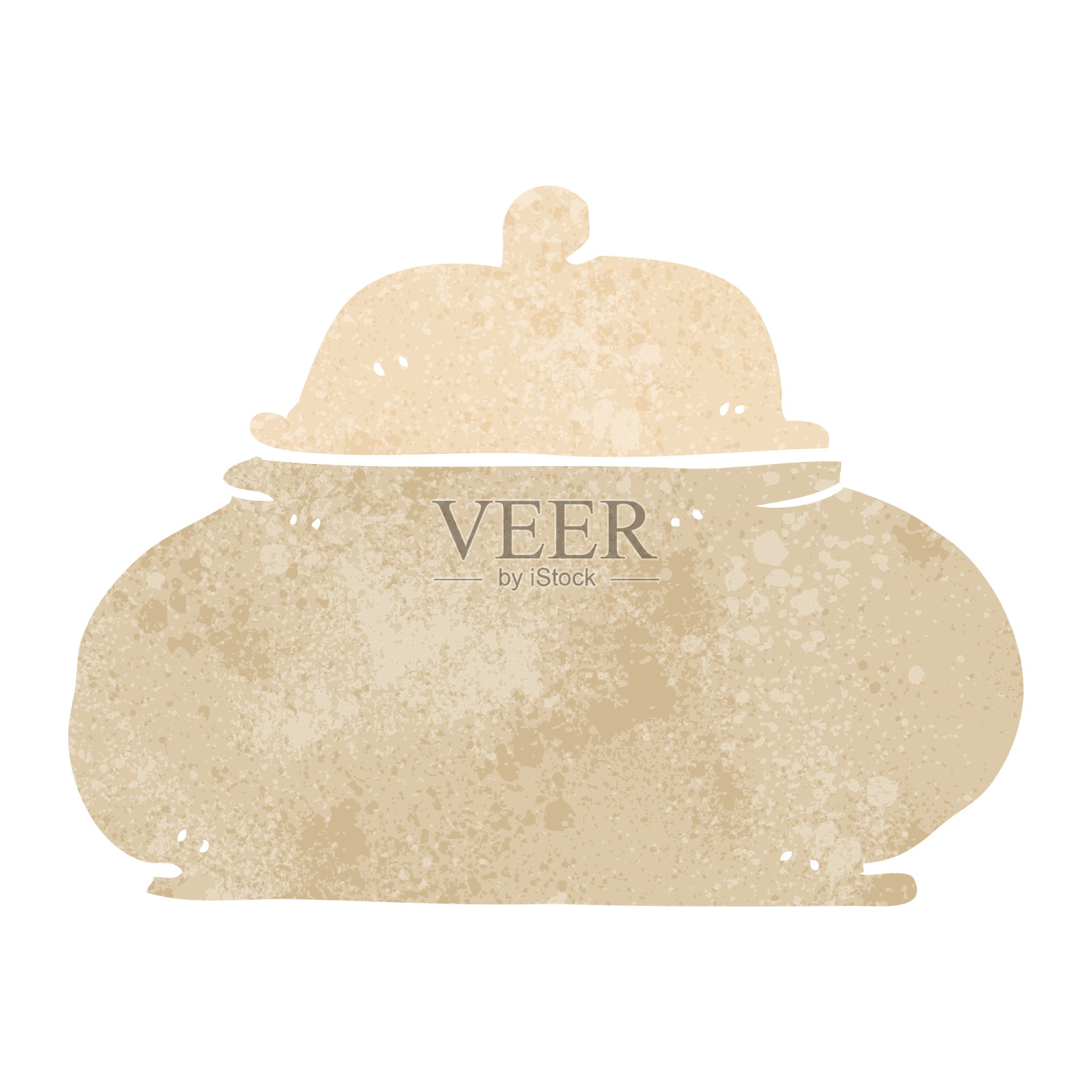 手绘复古卡通老式陶瓷锅插画图片素材