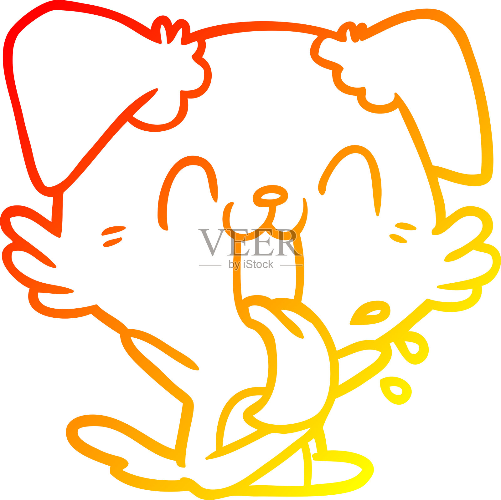 温暖的梯度线绘制卡通喘息狗坐设计元素图片