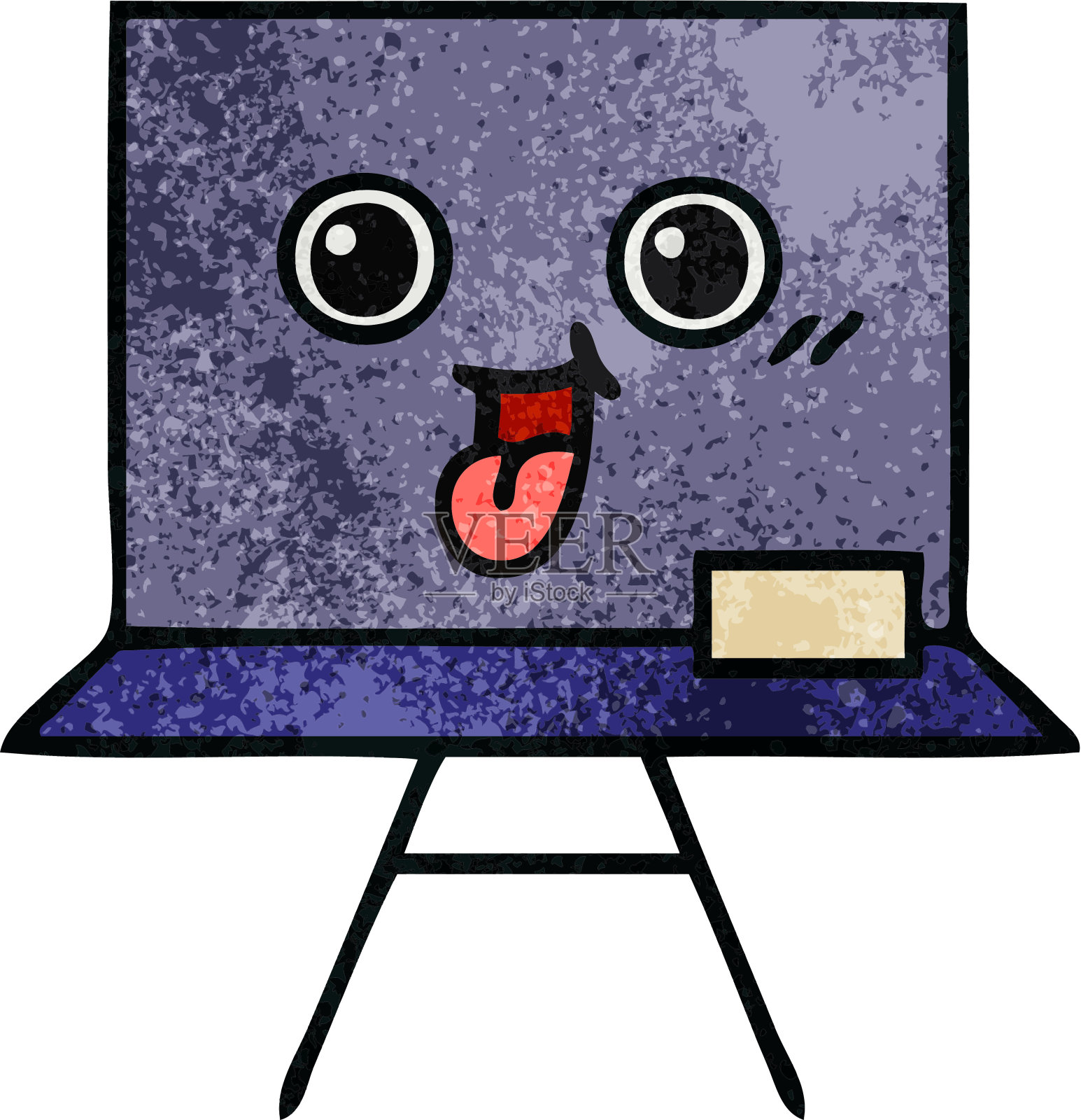 一个黑板的复古垃圾质感卡通插画图片素材