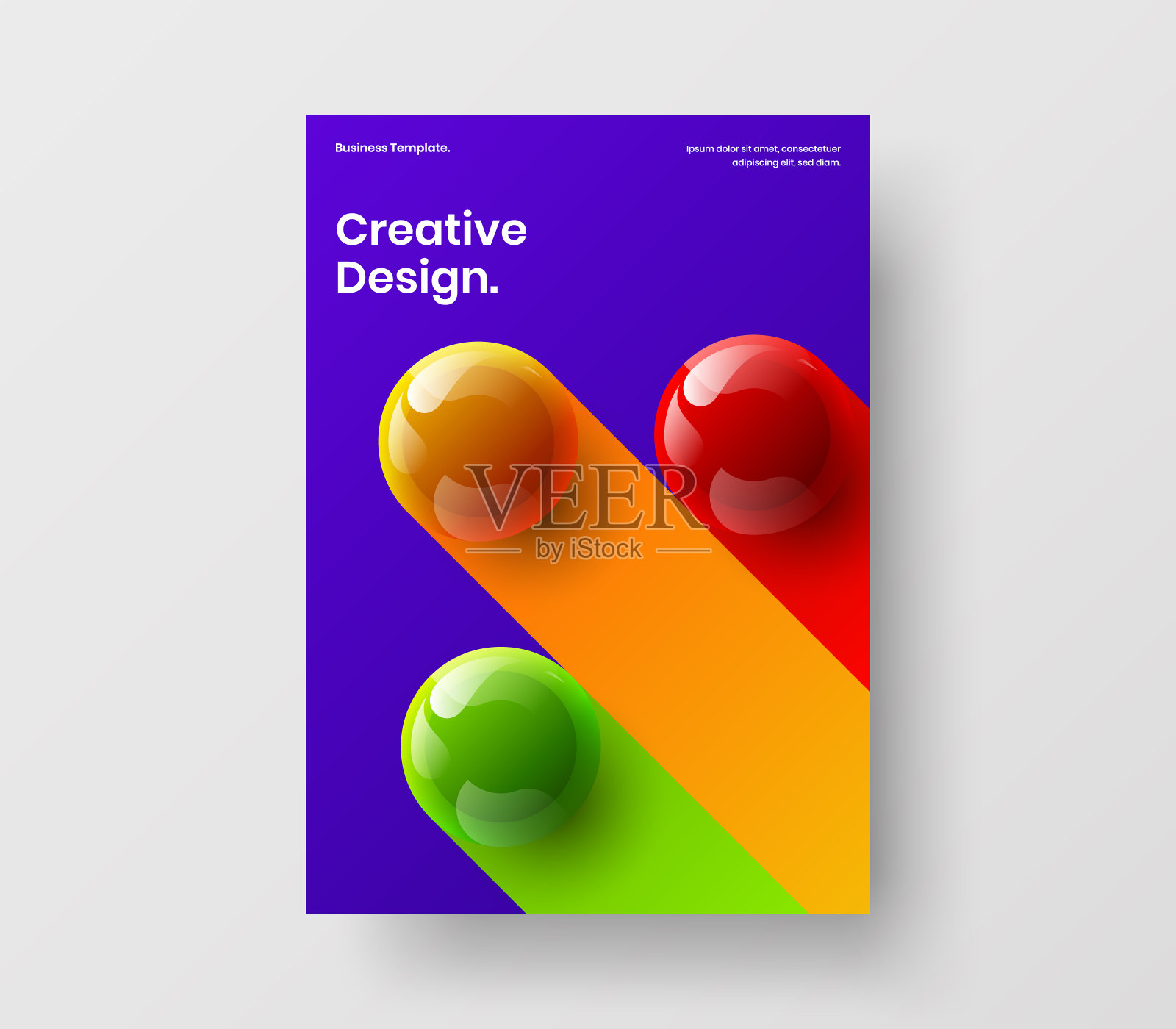 清新写实的小球宣传册概念。摘要年度报告矢量设计模板。设计模板素材