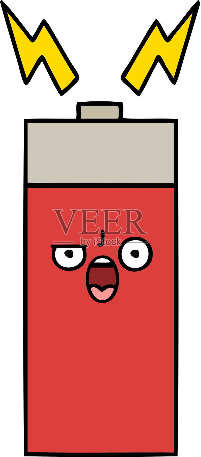 可爱的电池卡通插画图片素材