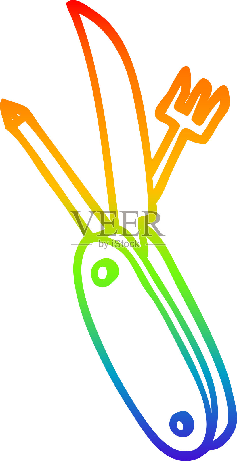 彩虹渐变线条绘制的卡通笔刀插画图片素材