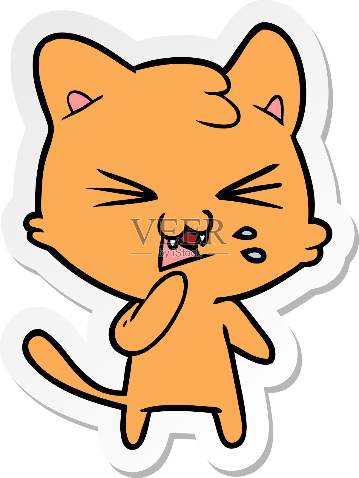 卡通的嘶嘶猫贴纸设计元素图片