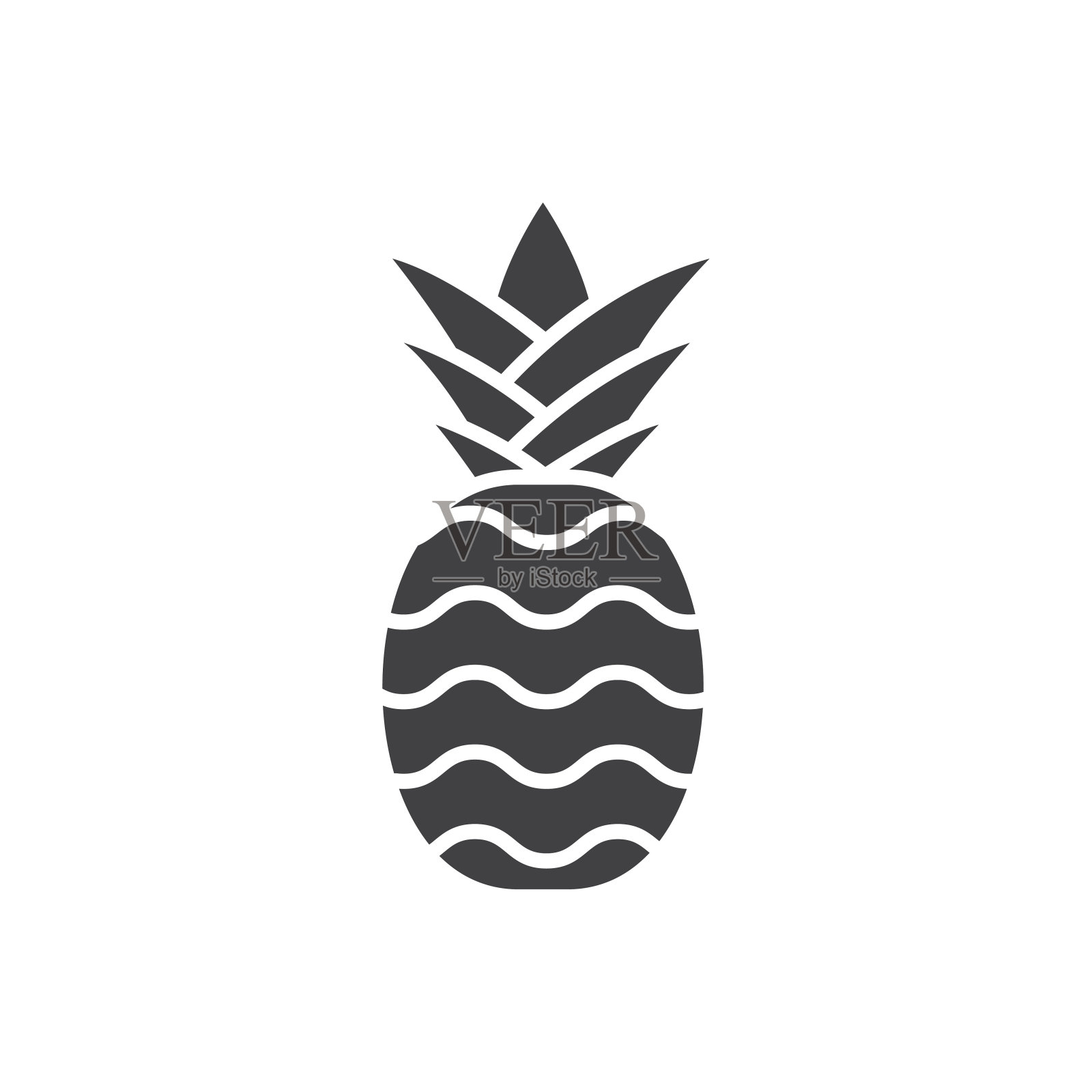 菠萝与叶字形风格的图标。矢量图形插画图片素材