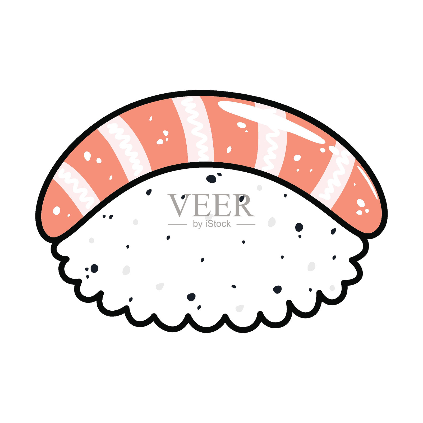 卡通寿司。菜单上可爱的三文鱼握寿司插画图片素材