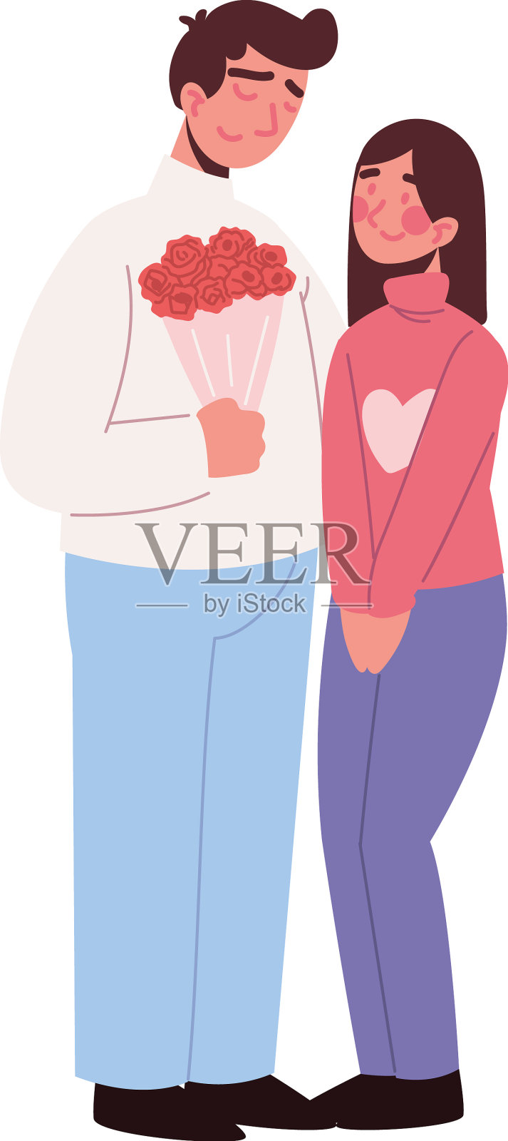 带花的情侣设计元素图片