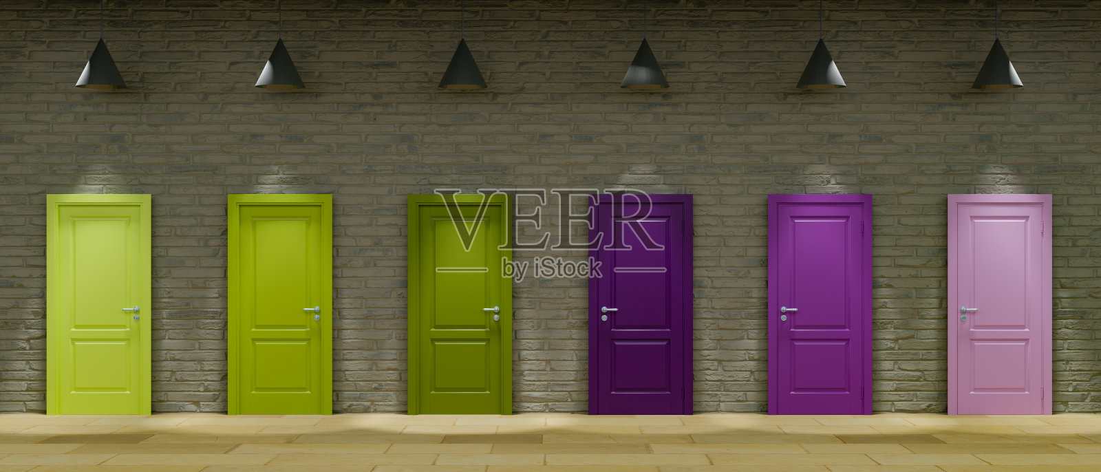 不同颜色的门。照片摄影图片