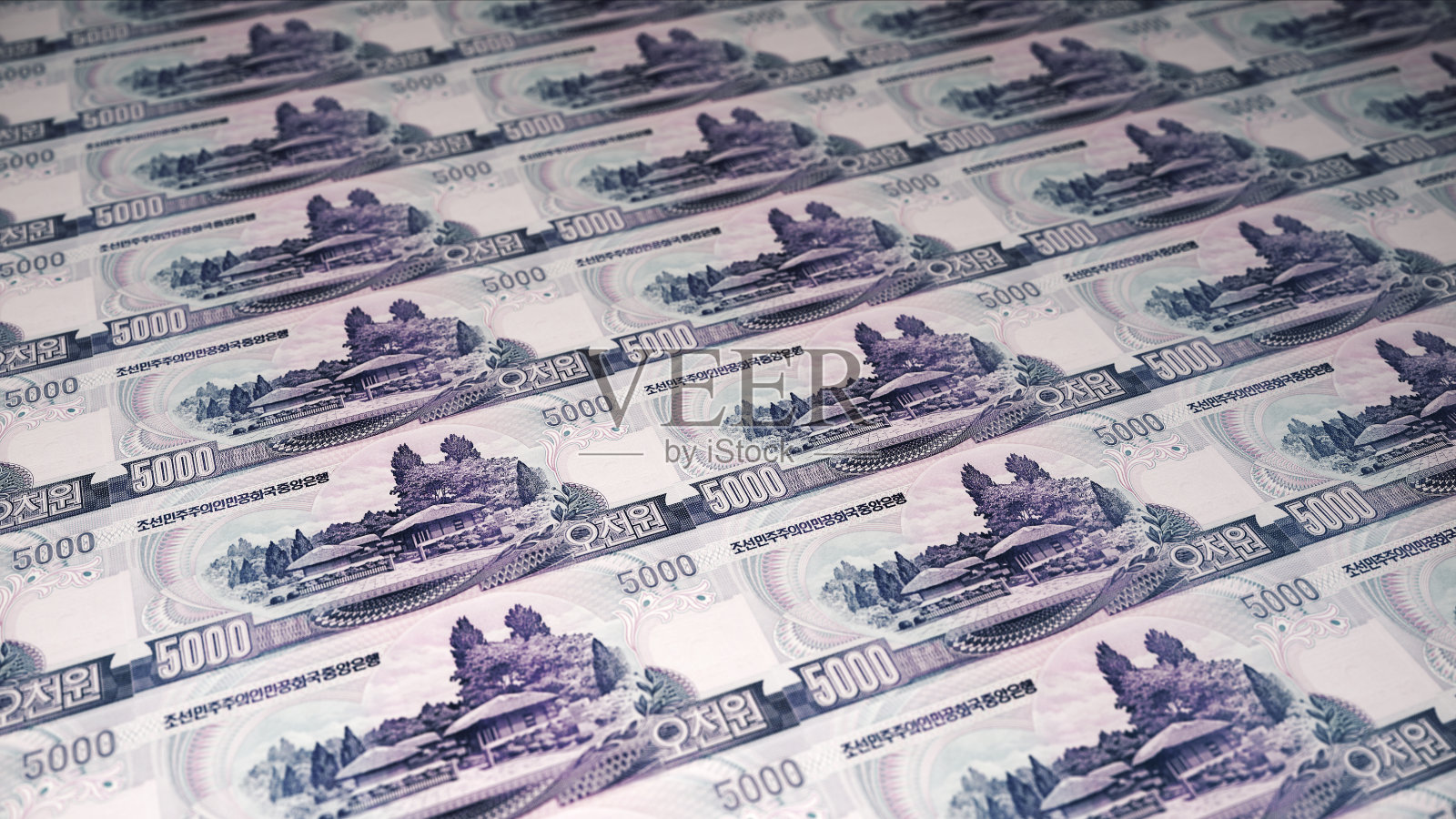 5000韩元北韩回钞印刷厂照片摄影图片