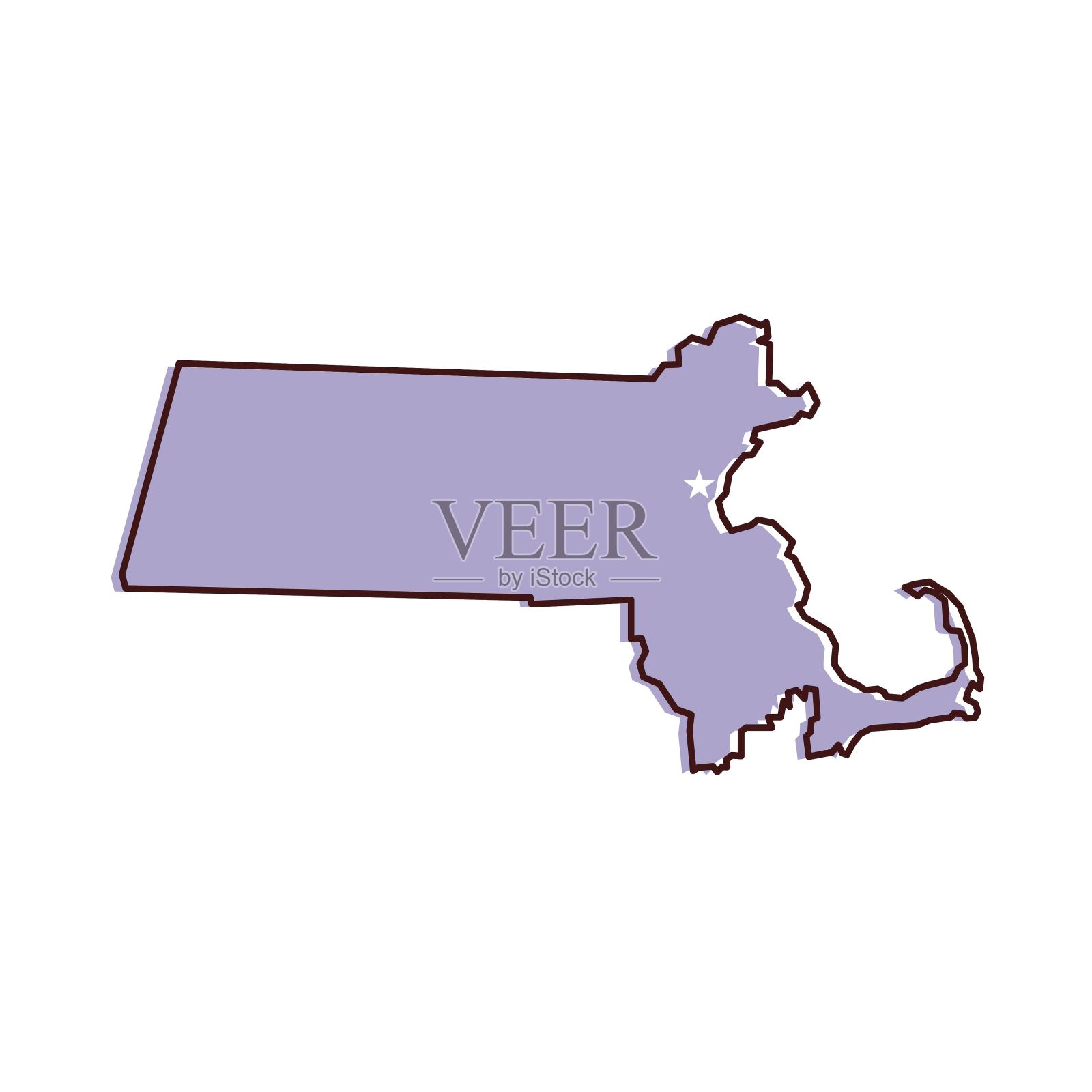 马萨诸塞州地图矢量插图插画图片素材