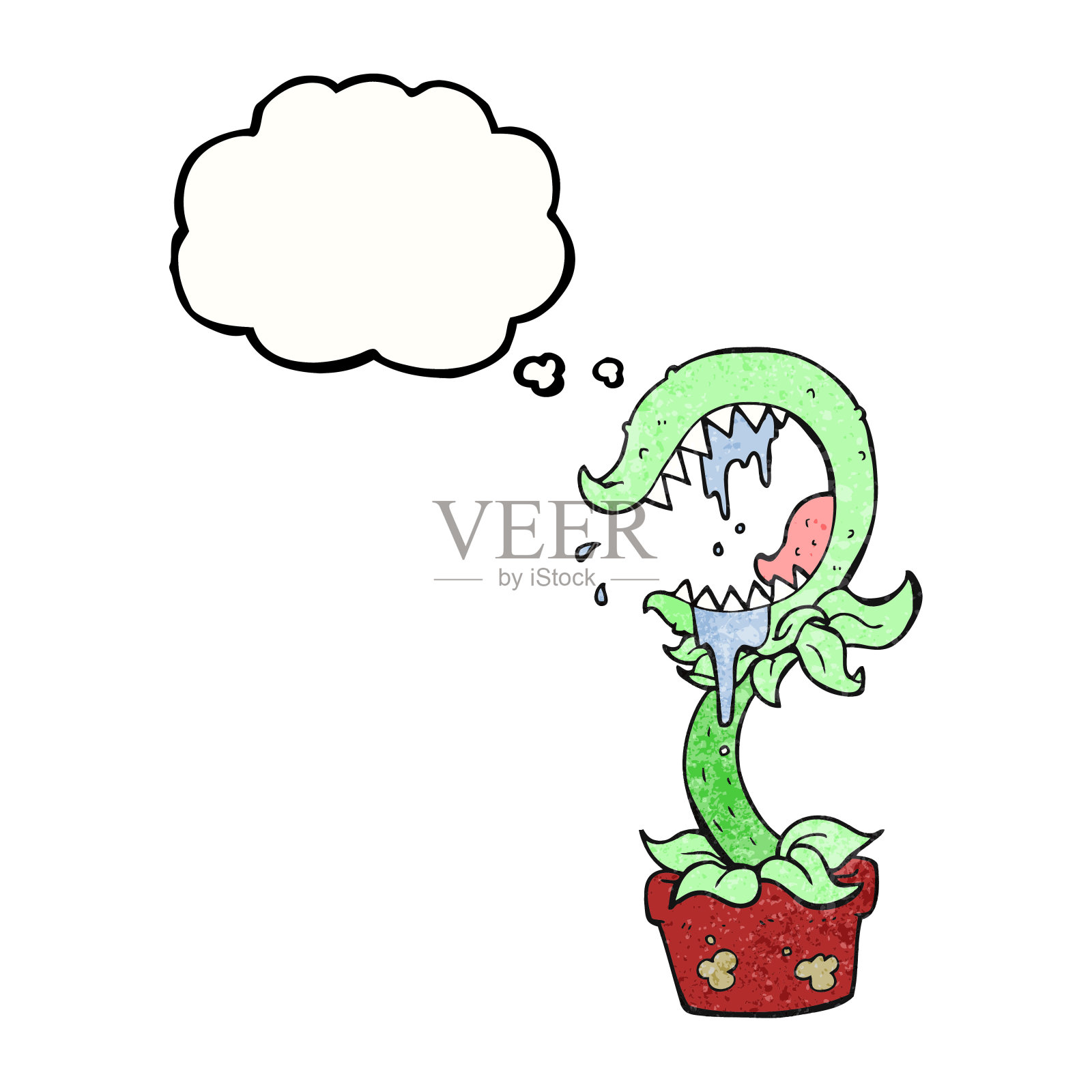 手绘思想泡泡纹理卡通食肉植物插画图片素材