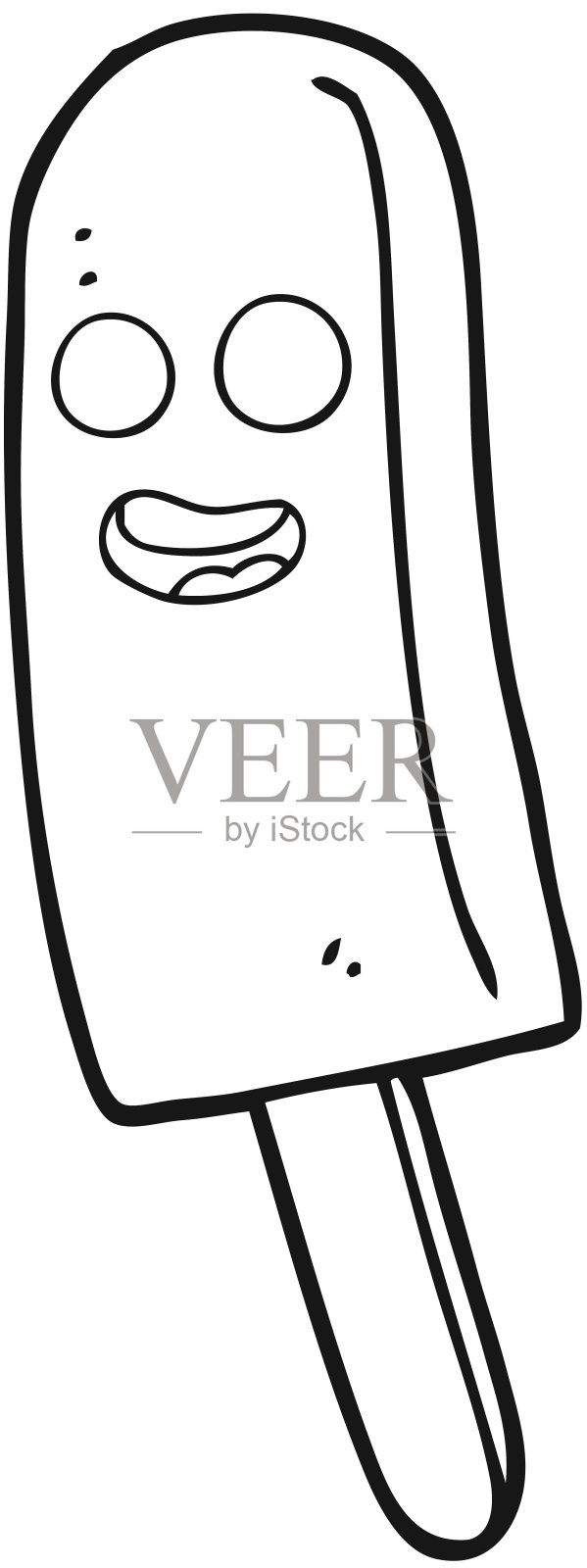 手绘黑白卡通冰棍插画图片素材