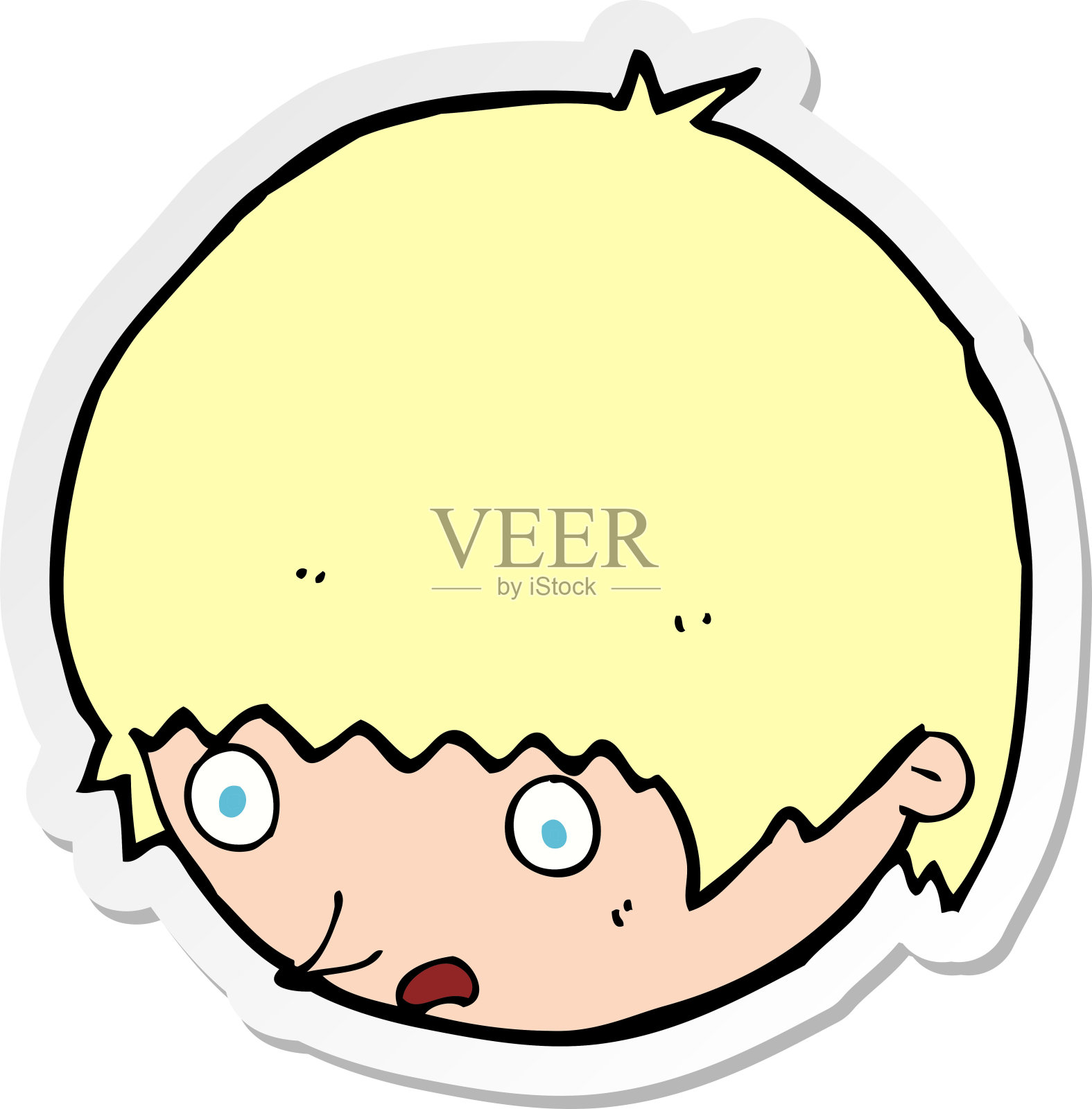 一张震惊的卡通脸的贴纸插画图片素材