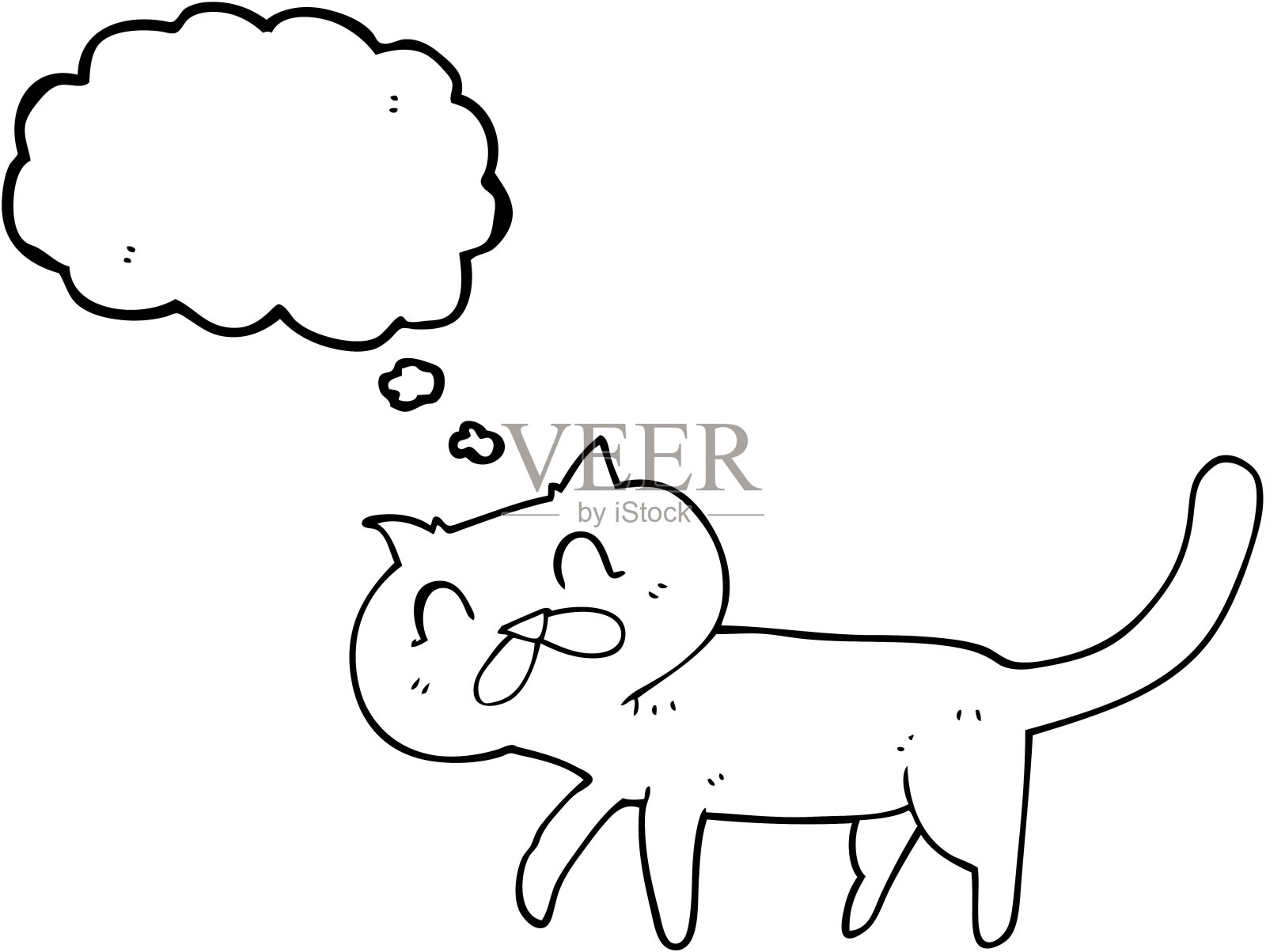 手绘思想泡泡卡通猫插画图片素材