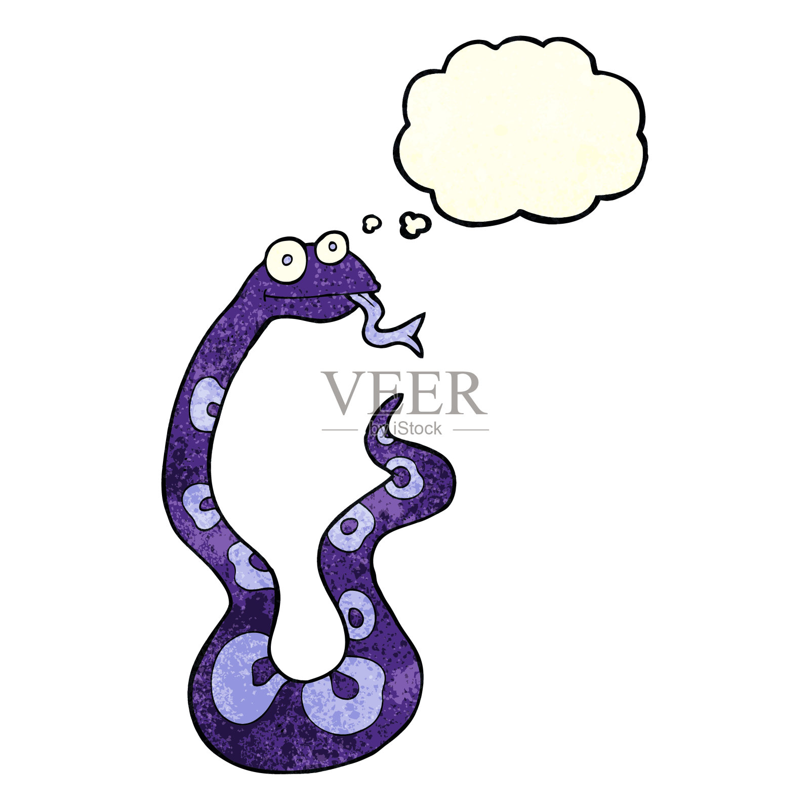 带有思想泡泡的卡通蛇插画图片素材