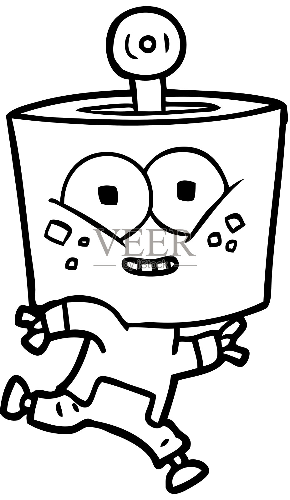 快乐的卡通机器人奔跑插画图片素材