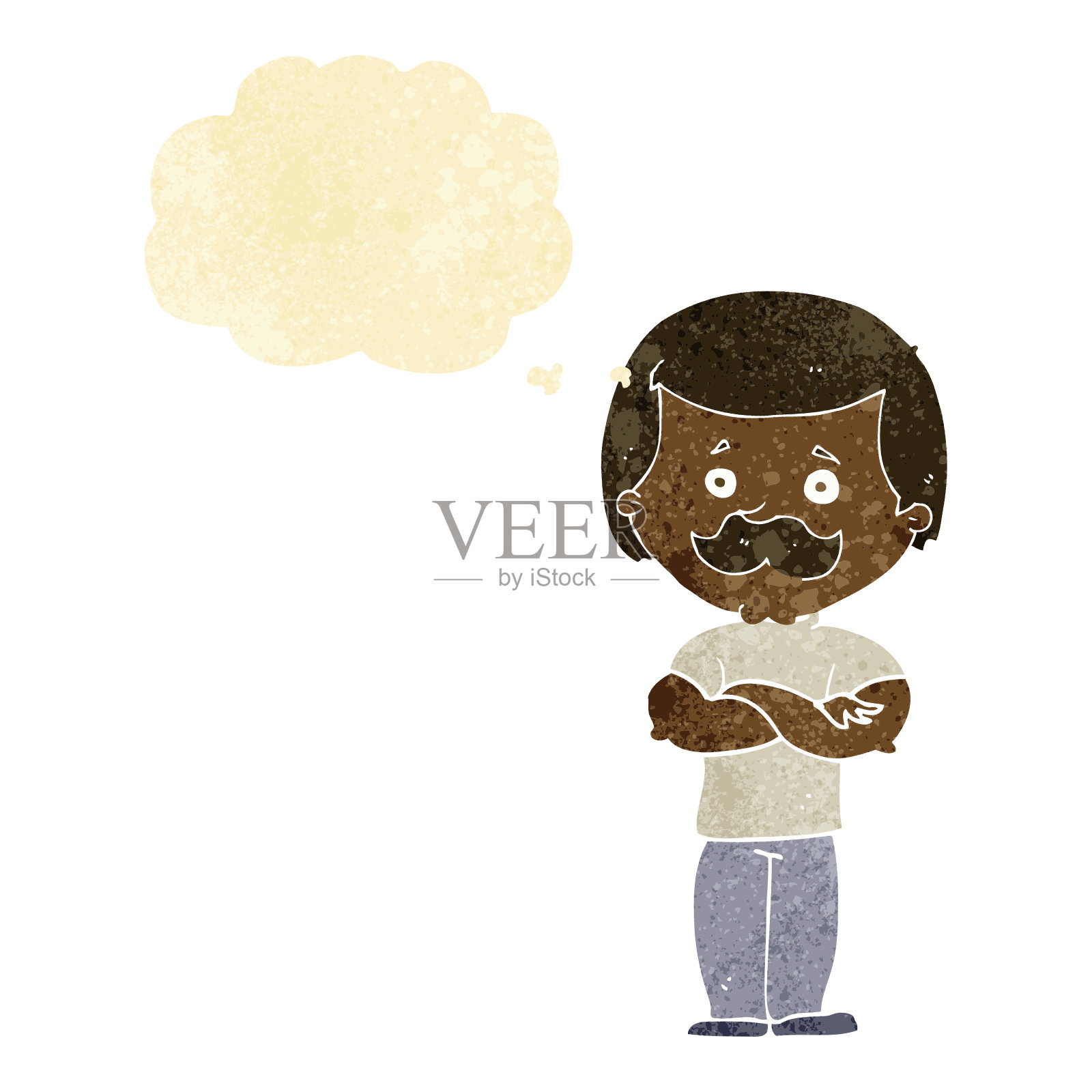 卡通男子胡子男子与思想泡泡插画图片素材