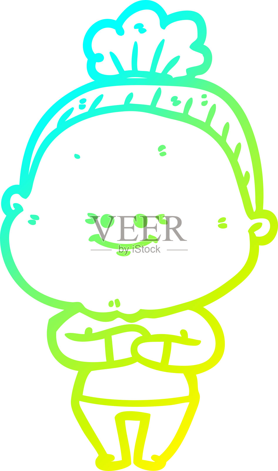 冷梯度线画一个卡通快乐的老妇人插画图片素材