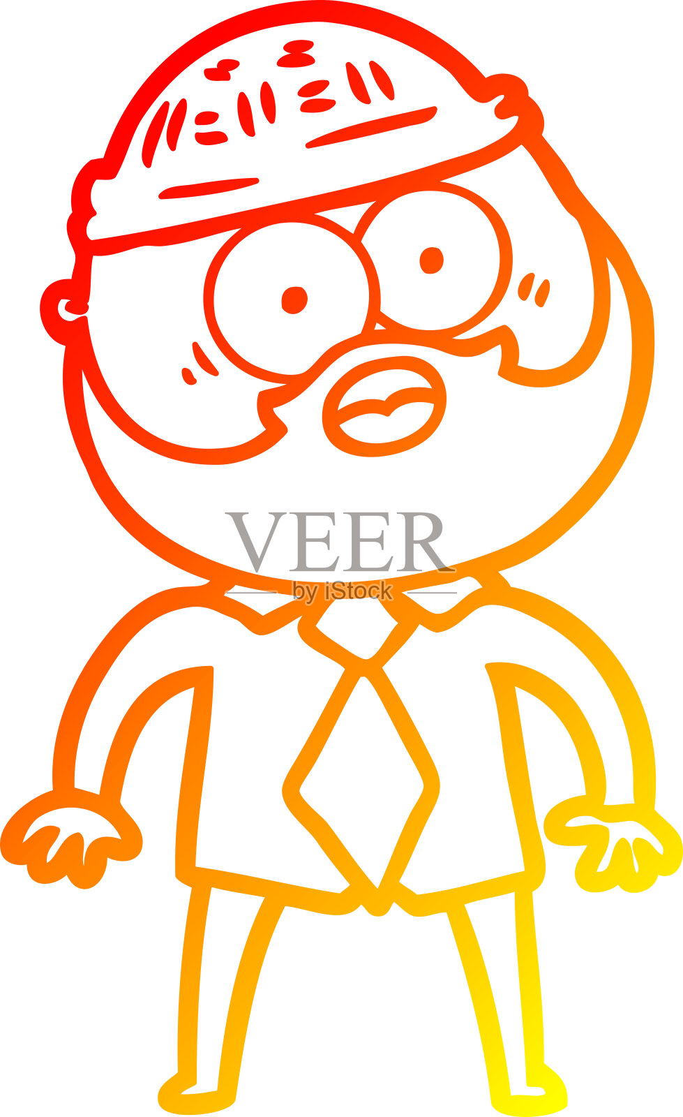 温暖的梯度线绘制卡通胡子男人插画图片素材