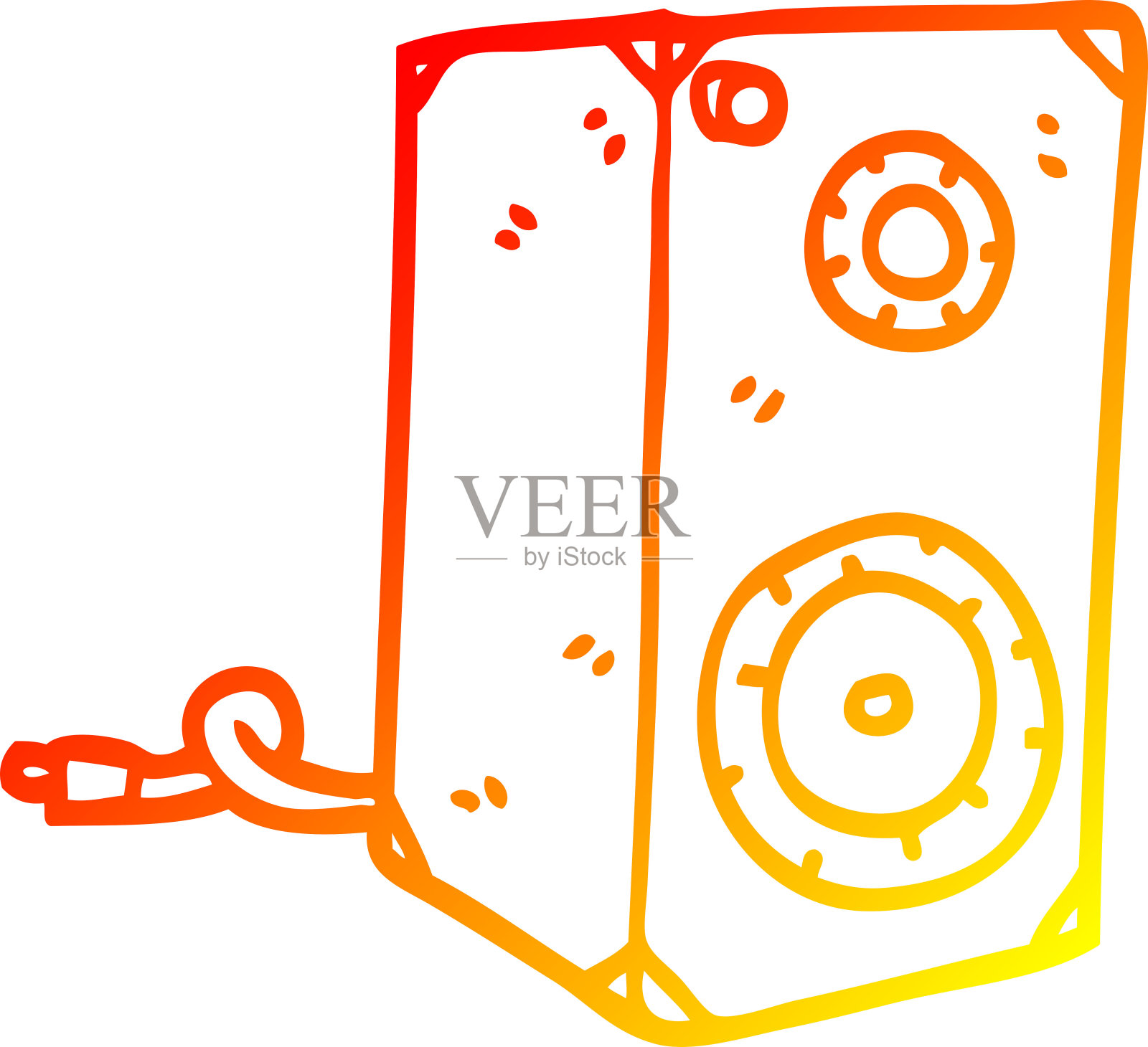 温暖的梯度线绘制的卡通复古扬声器插画图片素材