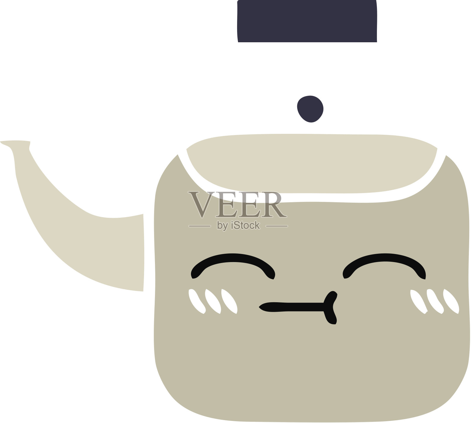 平板彩色复古卡通水壶插画图片素材