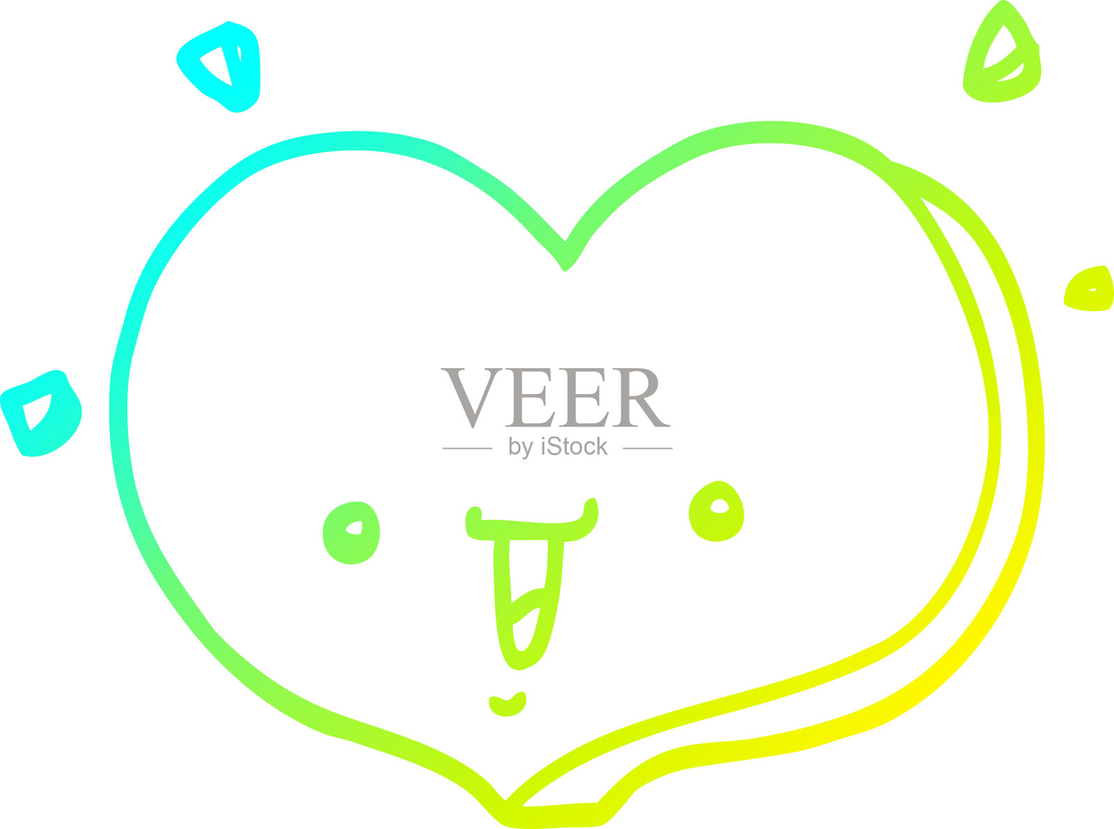 冷渐变线条画了一颗幸福的卡通爱心插画图片素材