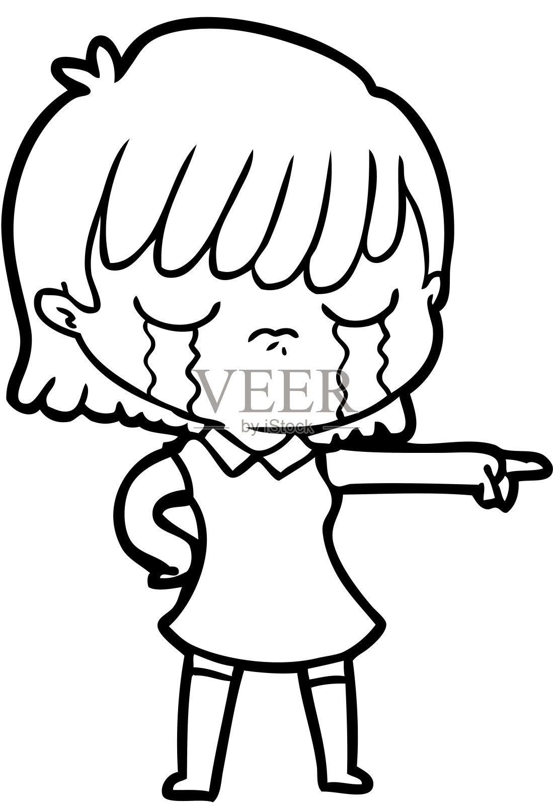 卡通女人哭泣插画图片素材