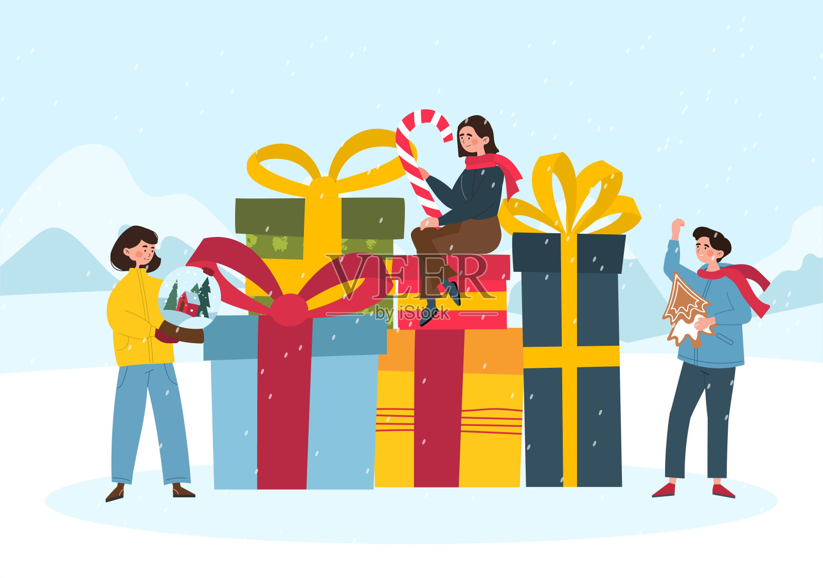 圣诞促销概念插画图片素材