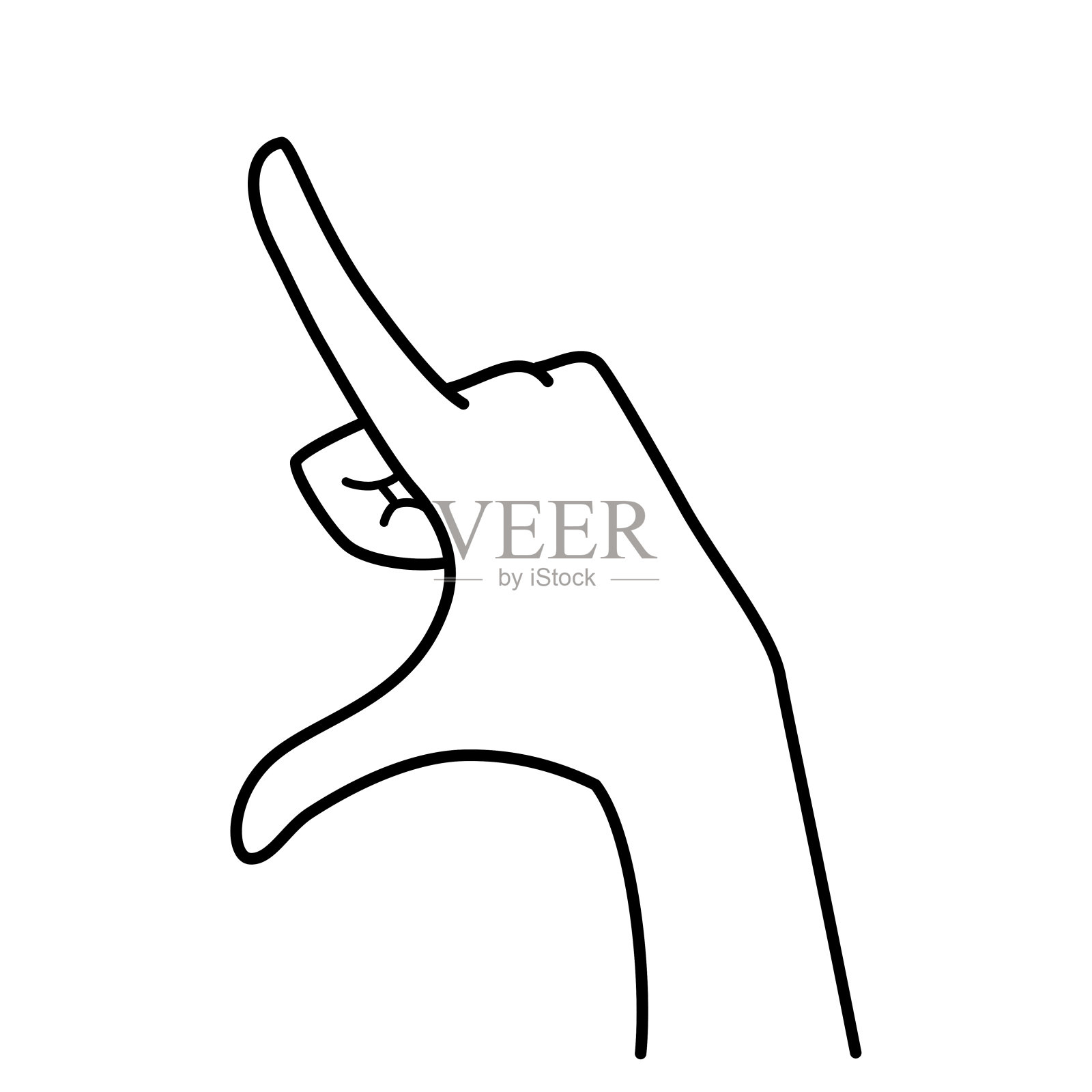 手势，捏出，指示，指向，单色线条插图插画图片素材