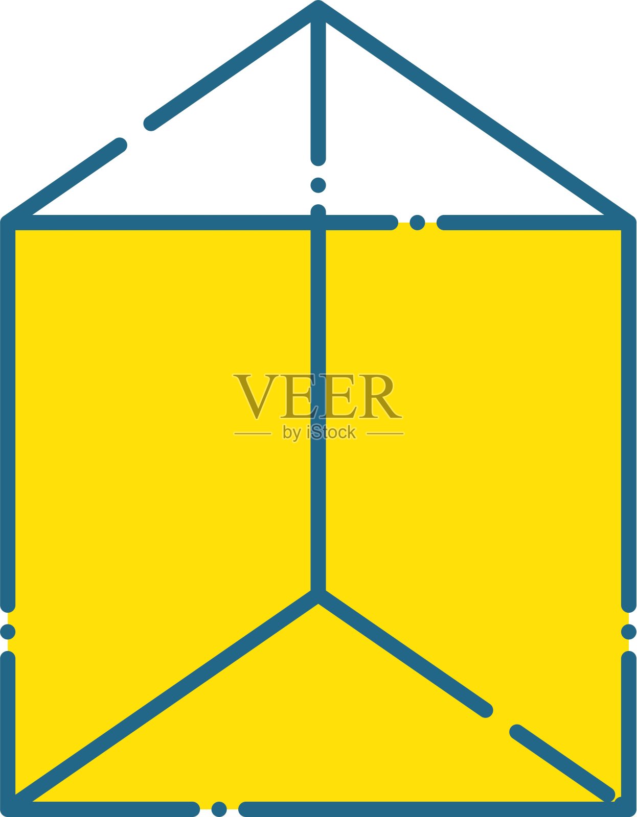 简单的蓝色线和黄色三角形棱镜插图绘制虚线/插图材料(矢量插图)插画图片素材
