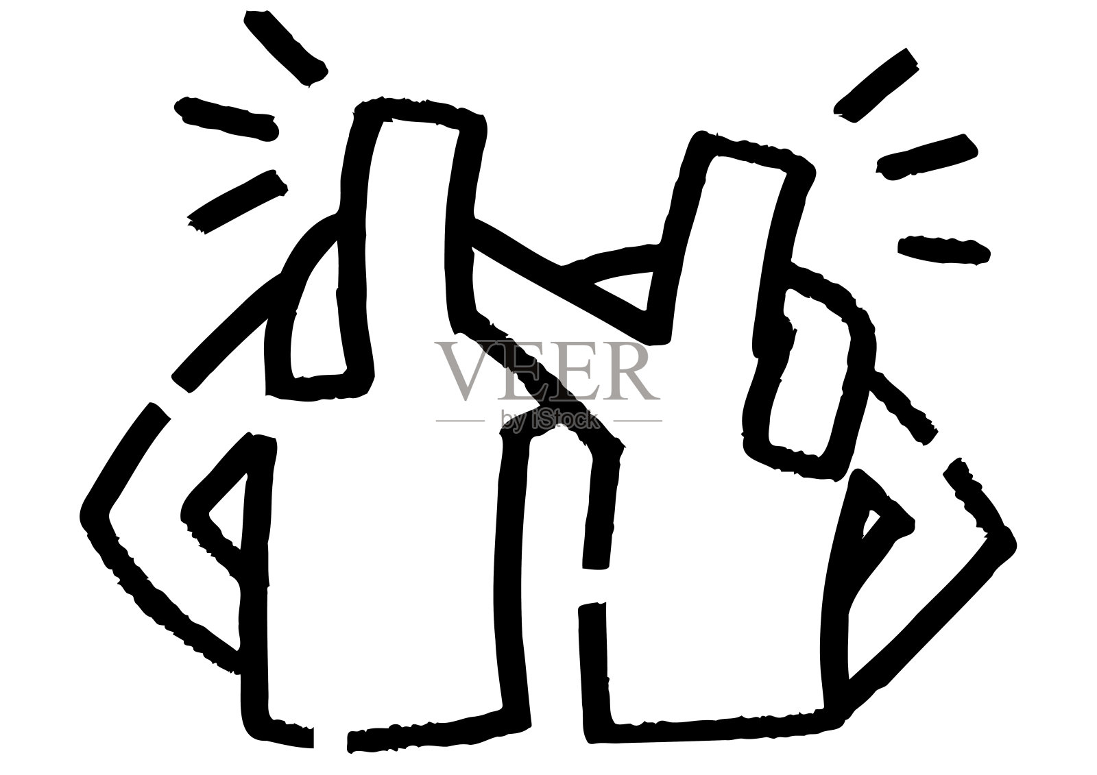 两个友好的简笔画肩并肩。插画图片素材