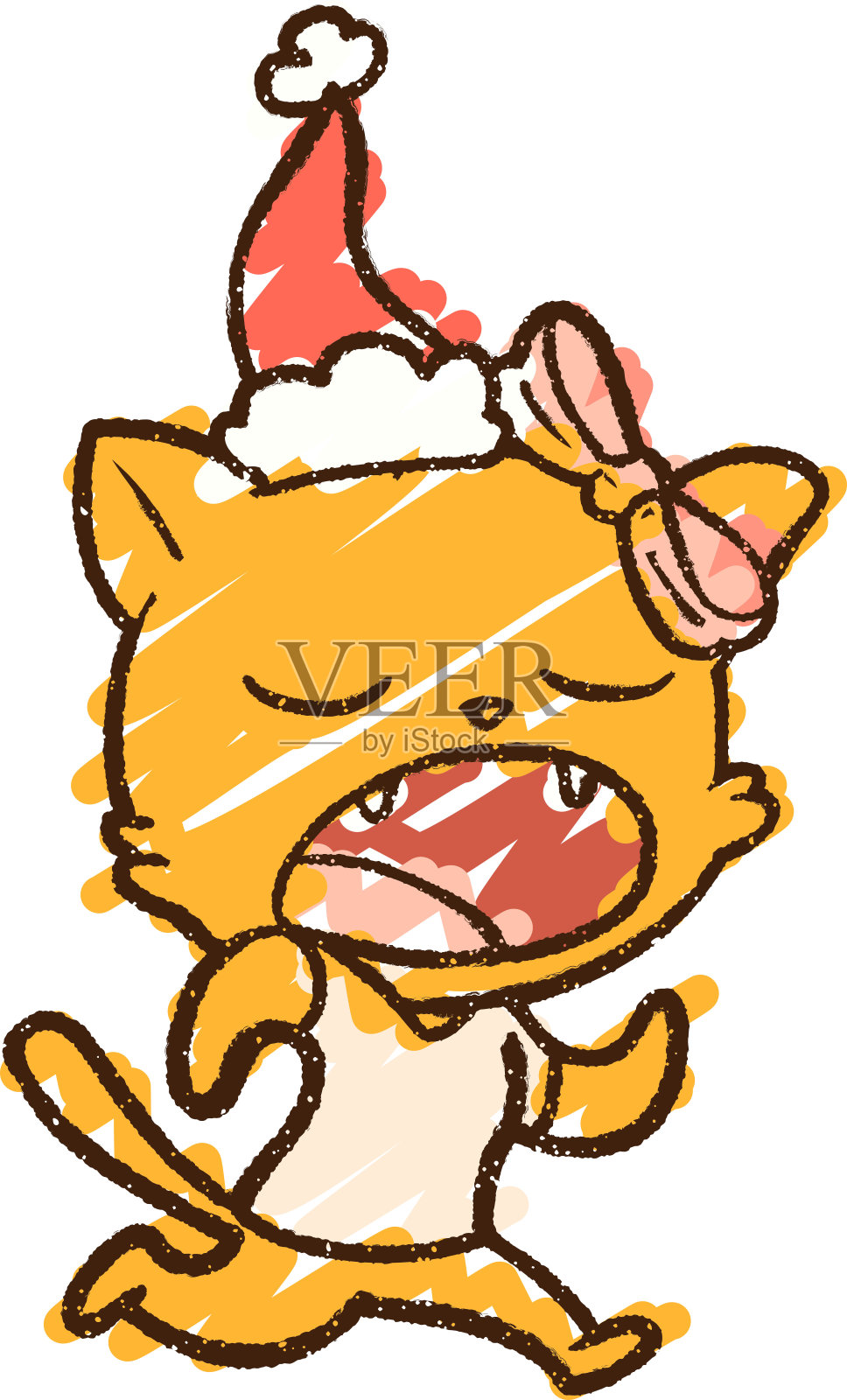 圣诞猫粉笔画设计元素图片