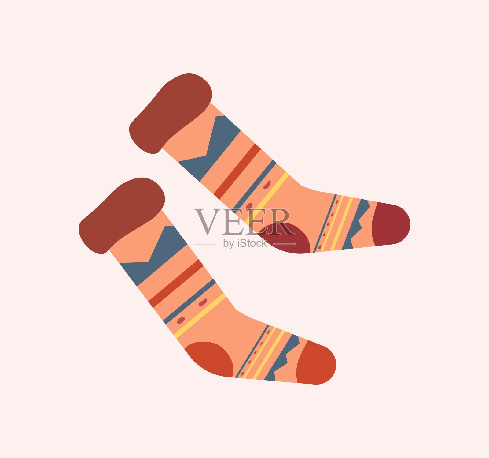 暖暖的彩色袜子插画图片素材