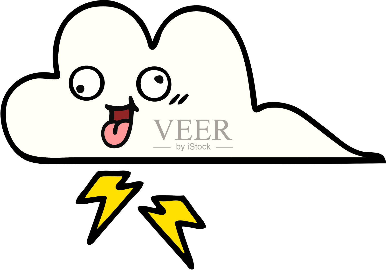 可爱的卡通风暴云插画图片素材