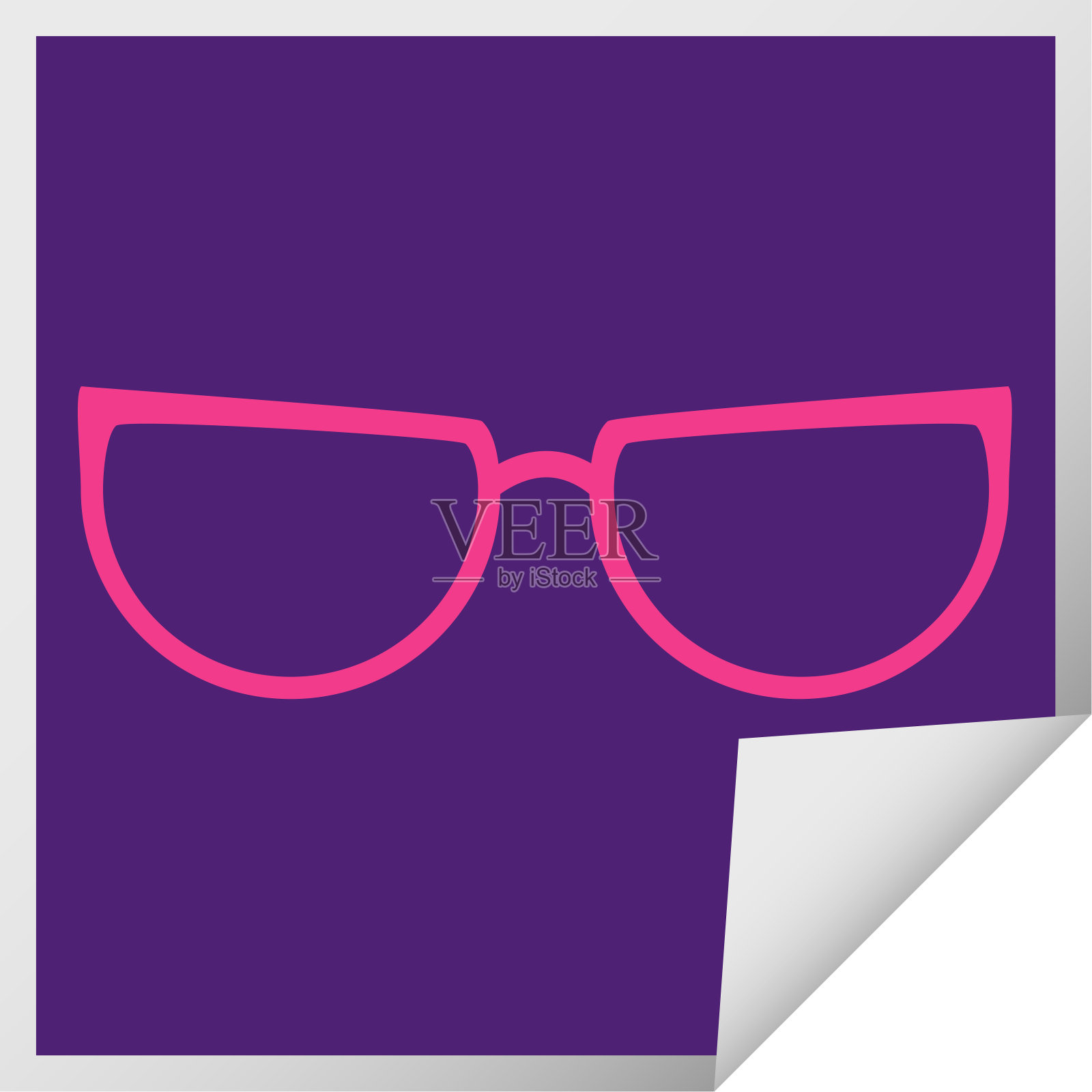 眼镜图形矢量方形剥落贴纸插画图片素材